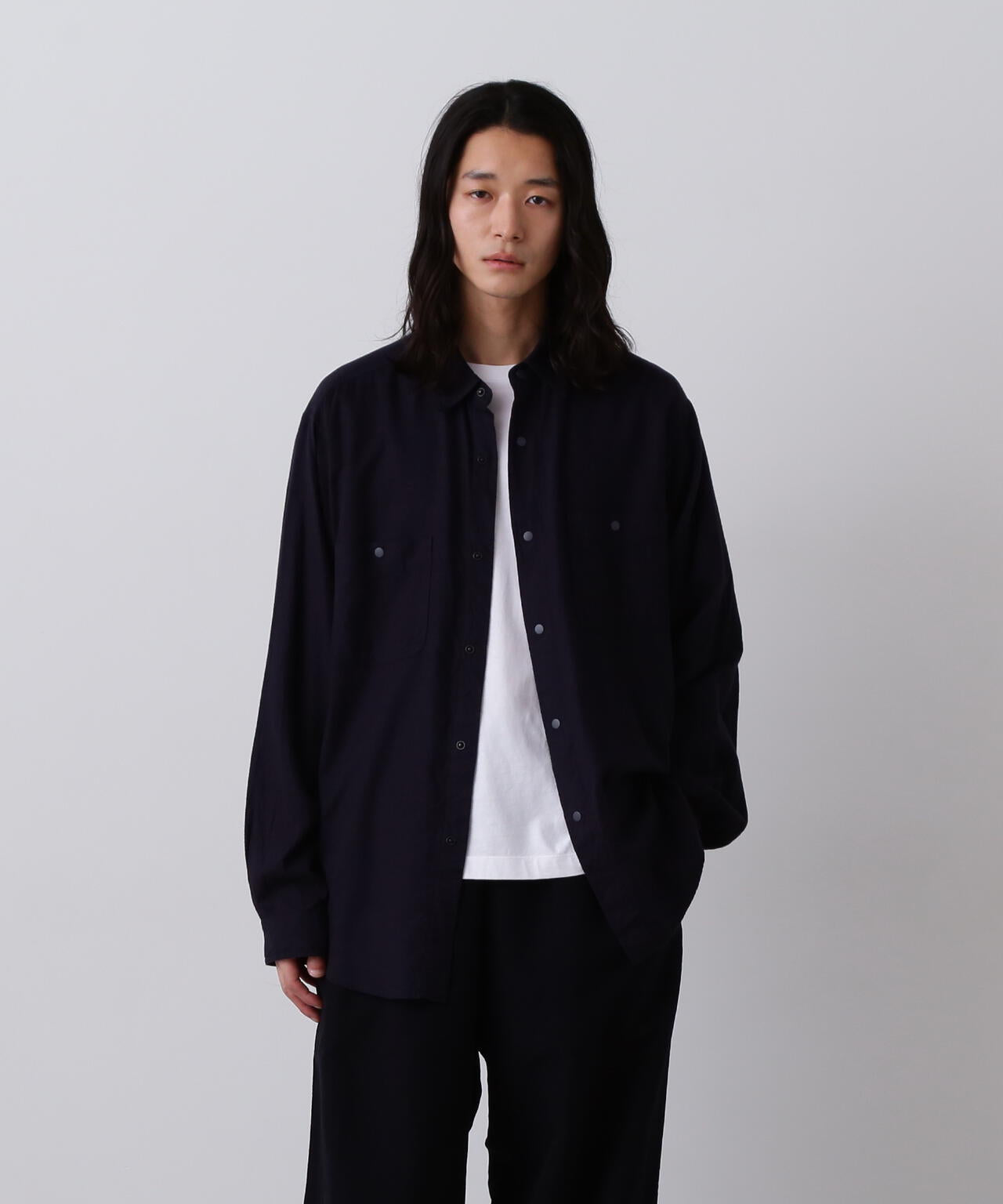 Y / BRUSHED ORGANIC COTTON TENCEL SNAP SHIRT