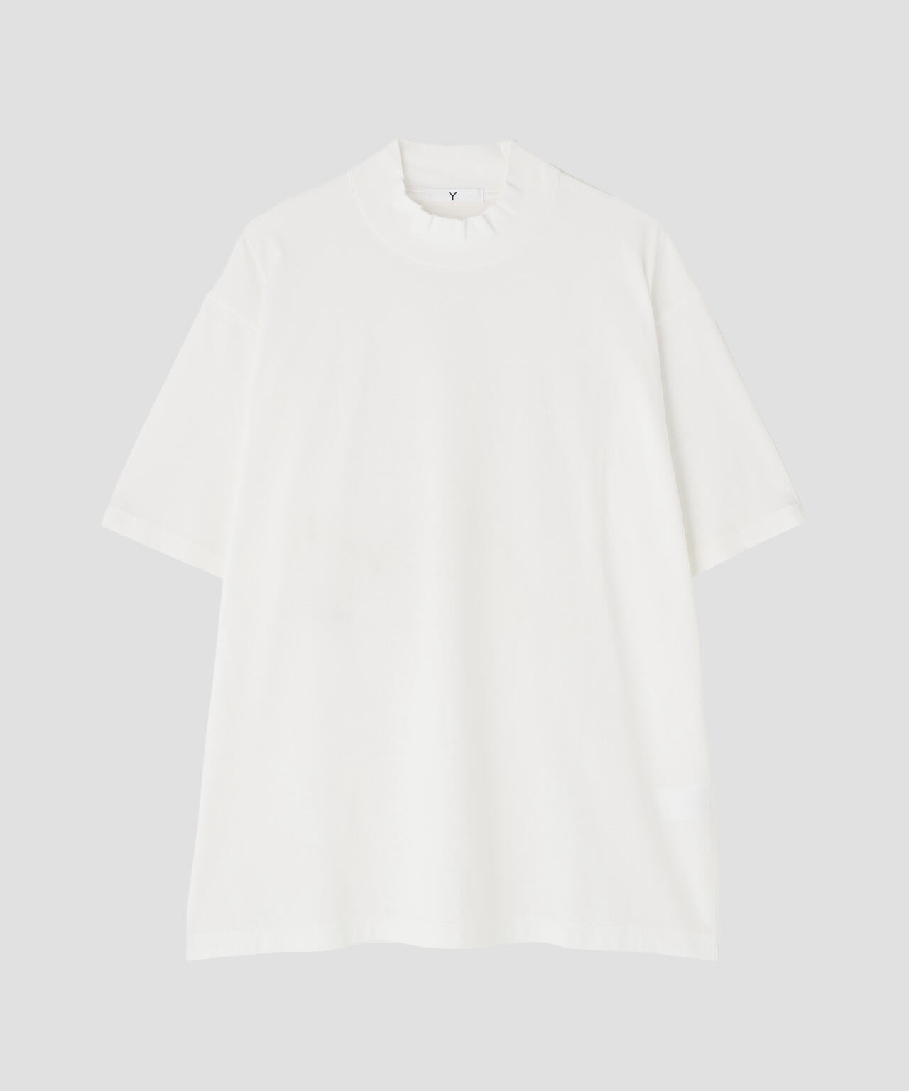 Y / ORGANIC COTTON JERSEY MOCK NECK SHORT SLEEVE T‐SHIRT
