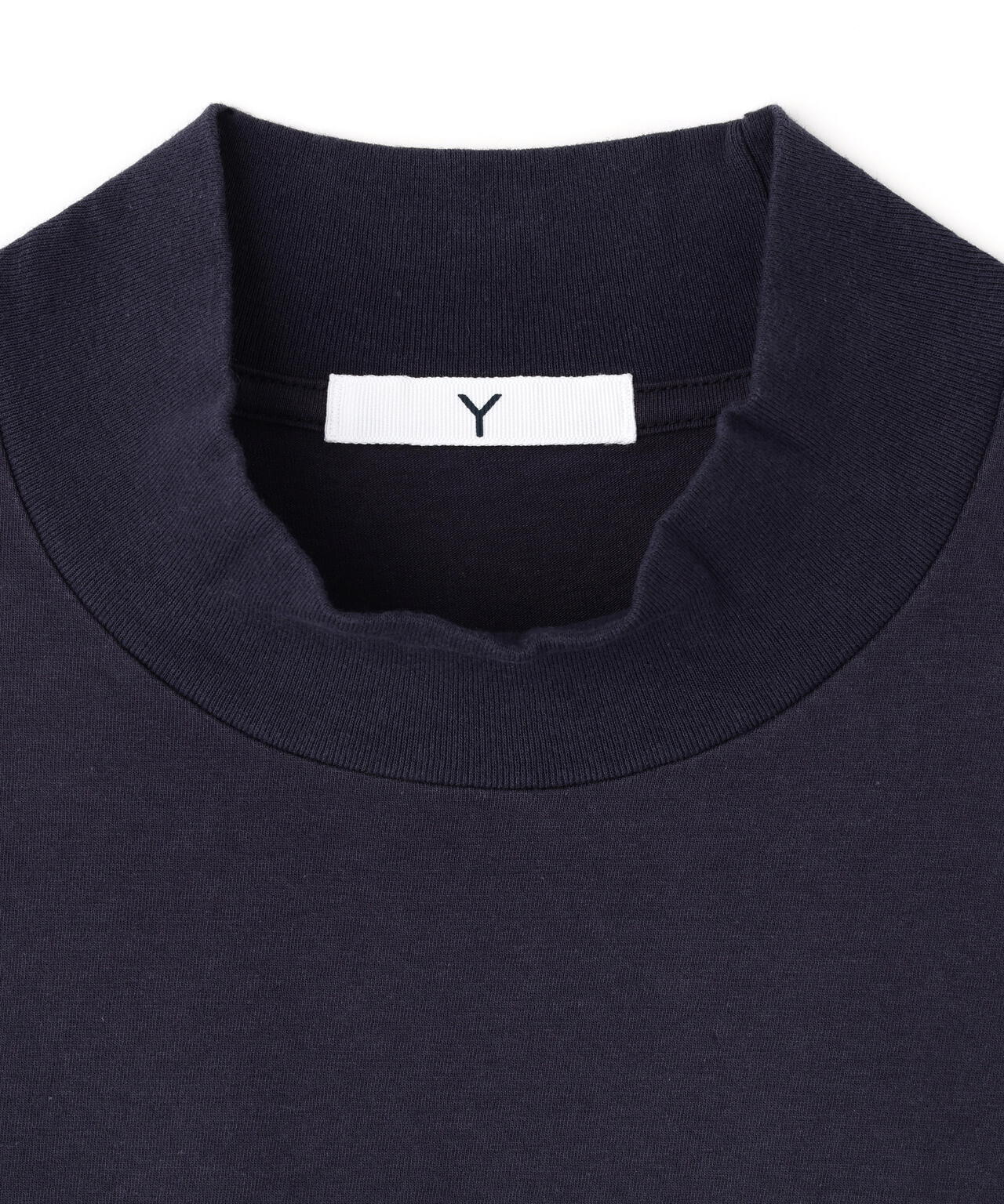 Y / ORGANIC COTTON JERSEY MOCK NECK SHORT SLEEVE T‐SHIRT