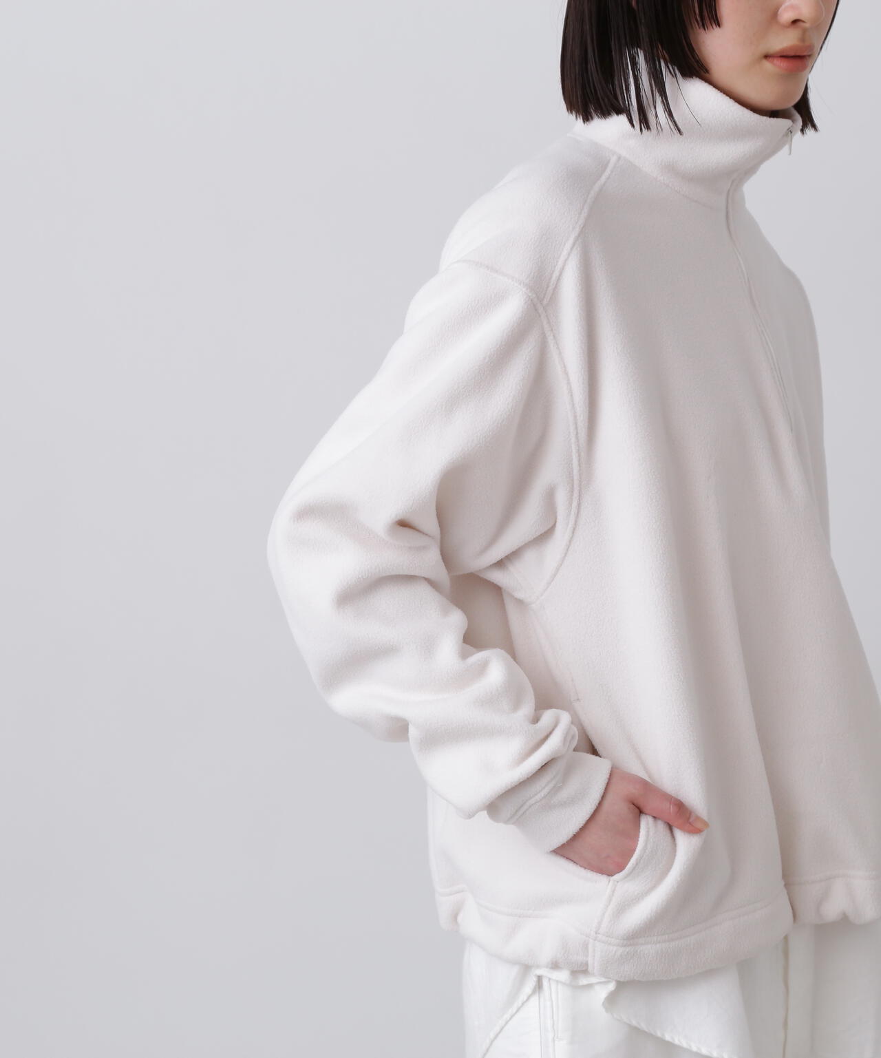 Y / RECYCLE POLYESTER FLEECE HALF ZIP PULL OVER