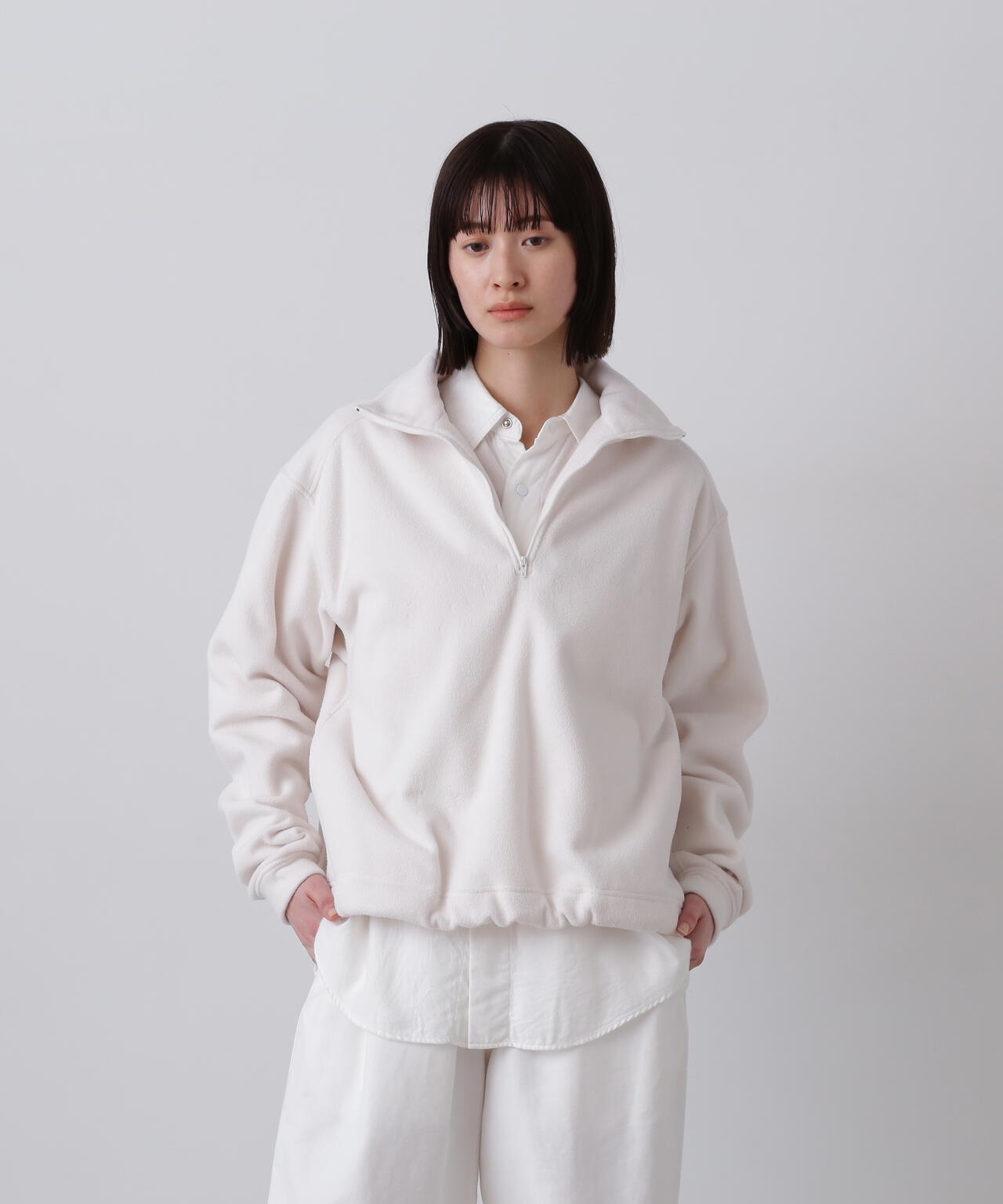 Y / RECYCLE POLYESTER FLEECE HALF ZIP PULL OVER