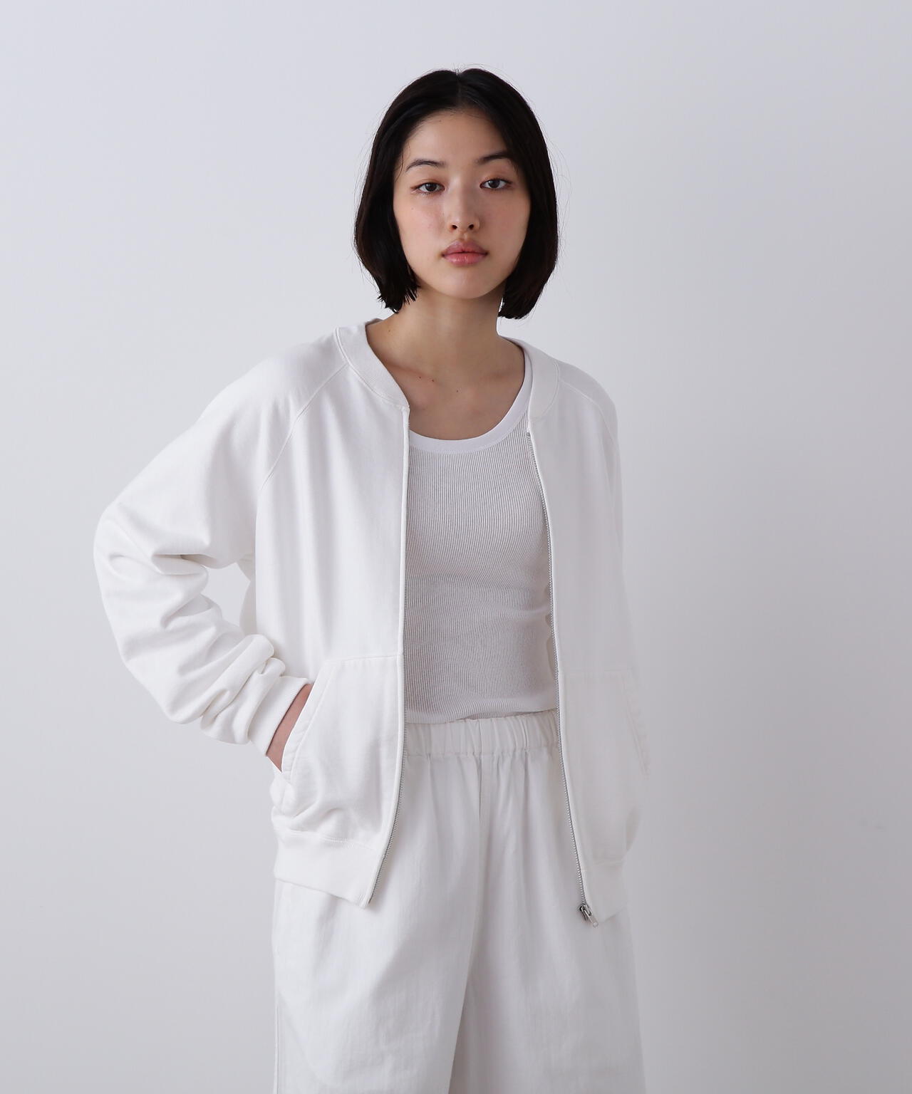 Y / ORGANIC COTTON HEAVY WEIGHT FLEECE ZIP UP BLOUSON