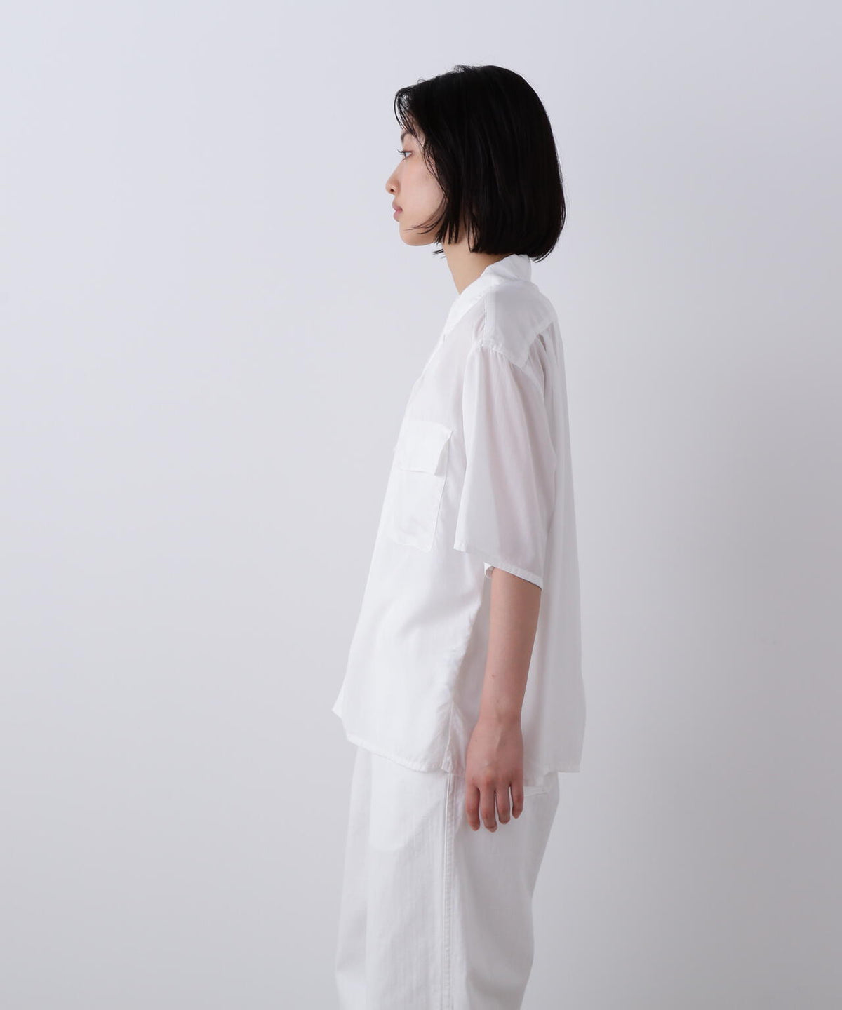 Y / TENCEL POPLIN OPEN COLLAR SHIRT