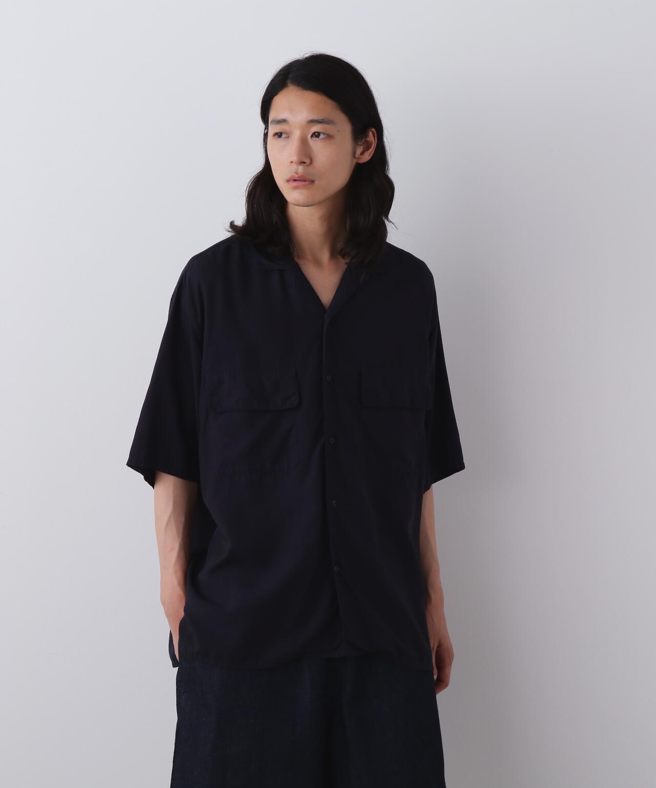 Y / TENCEL POPLIN OPEN COLLAR SHIRT