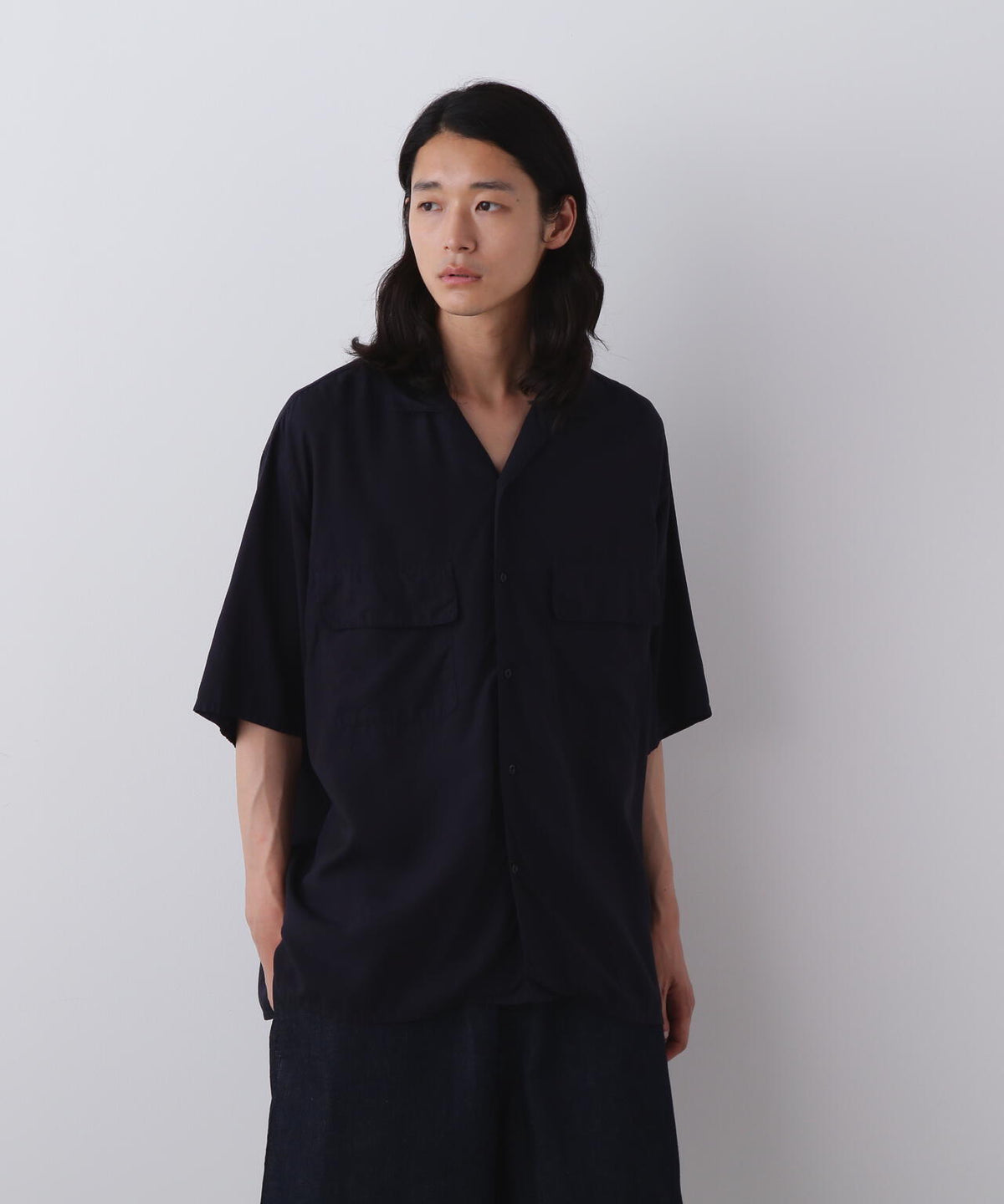 Y / TENCEL POPLIN OPEN COLLAR SHIRT