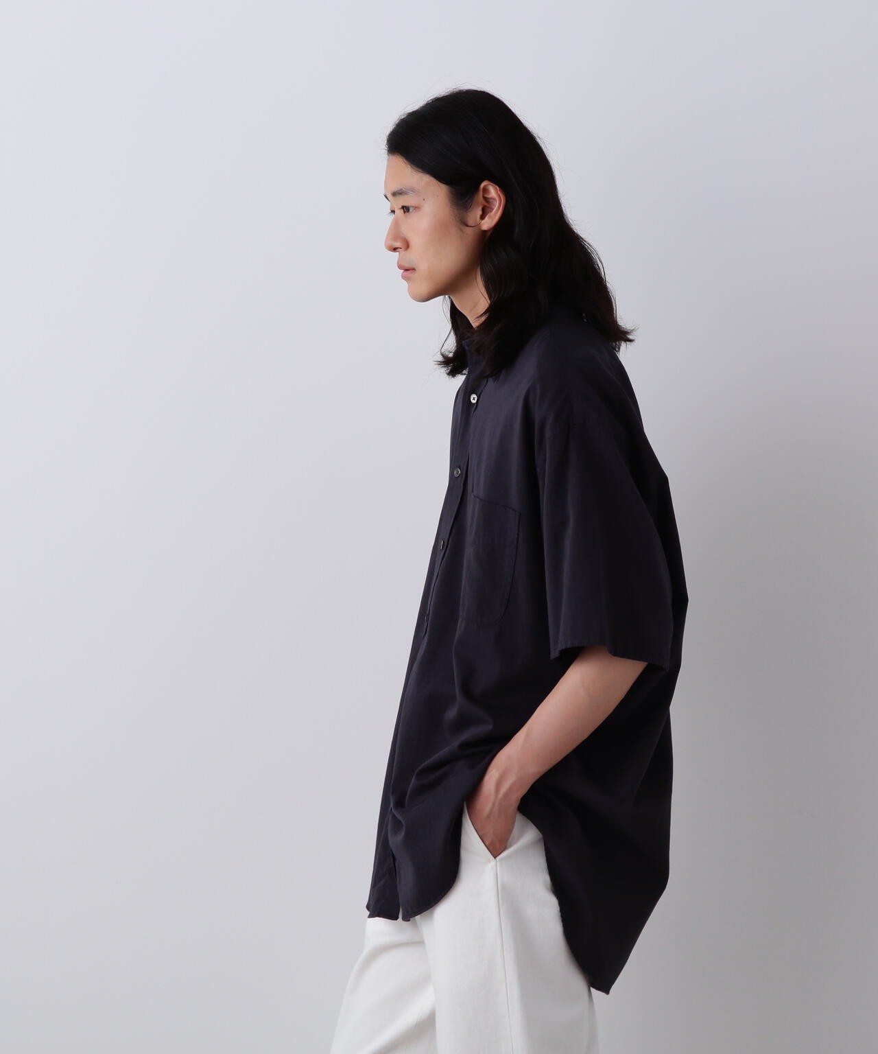 Y / ORGANIC COTTON WASHER SATIN SHORT SLEEVE SHIRT