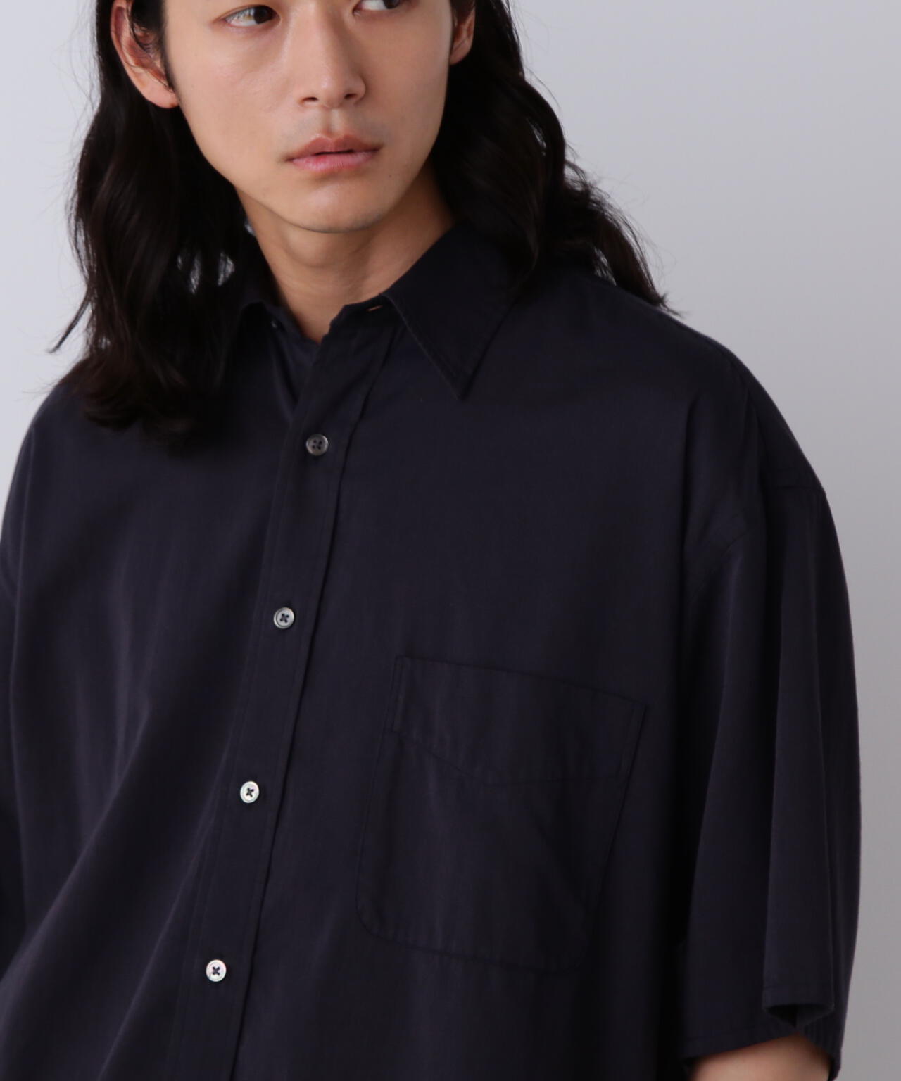 Y / ORGANIC COTTON WASHER SATIN SHORT SLEEVE SHIRT