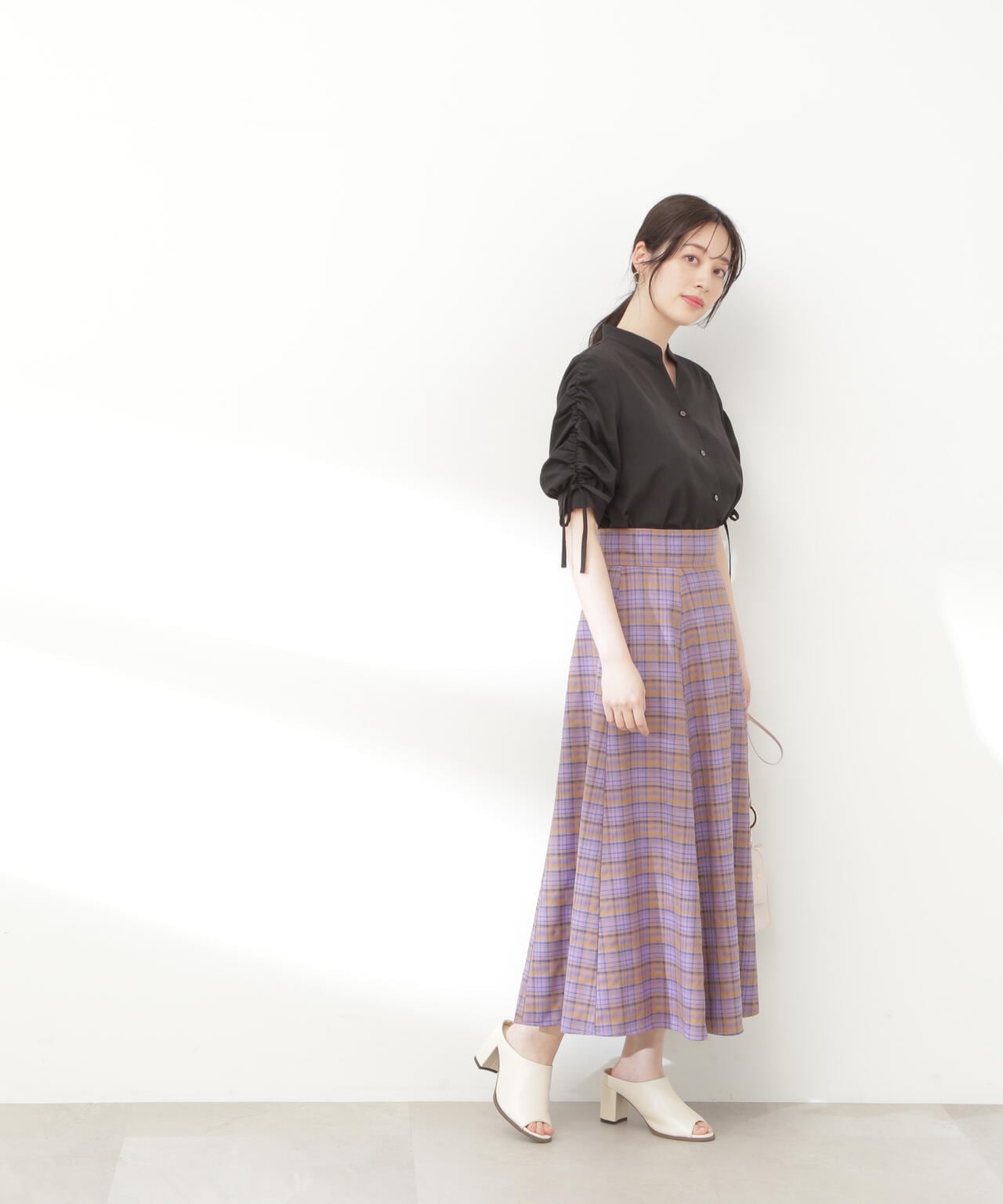 チェックAラインボリュームスカート
