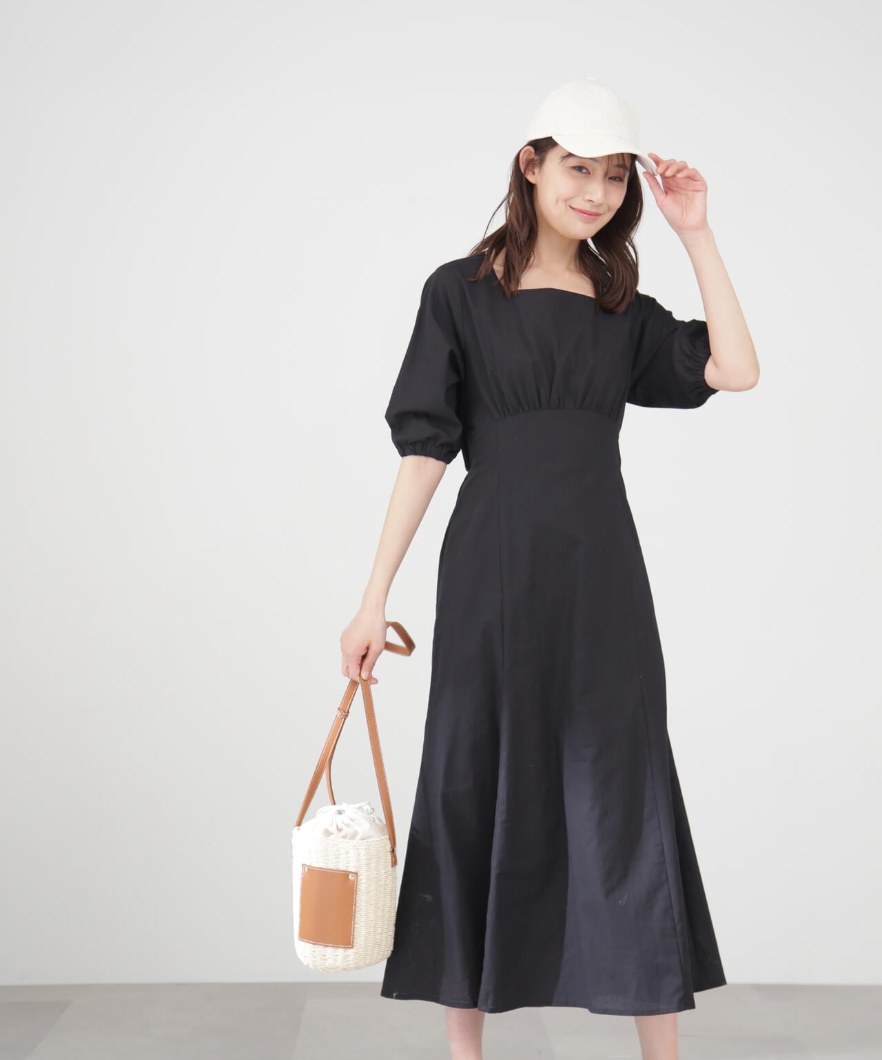 麻調ドロストバックワンピース《S Size Line》