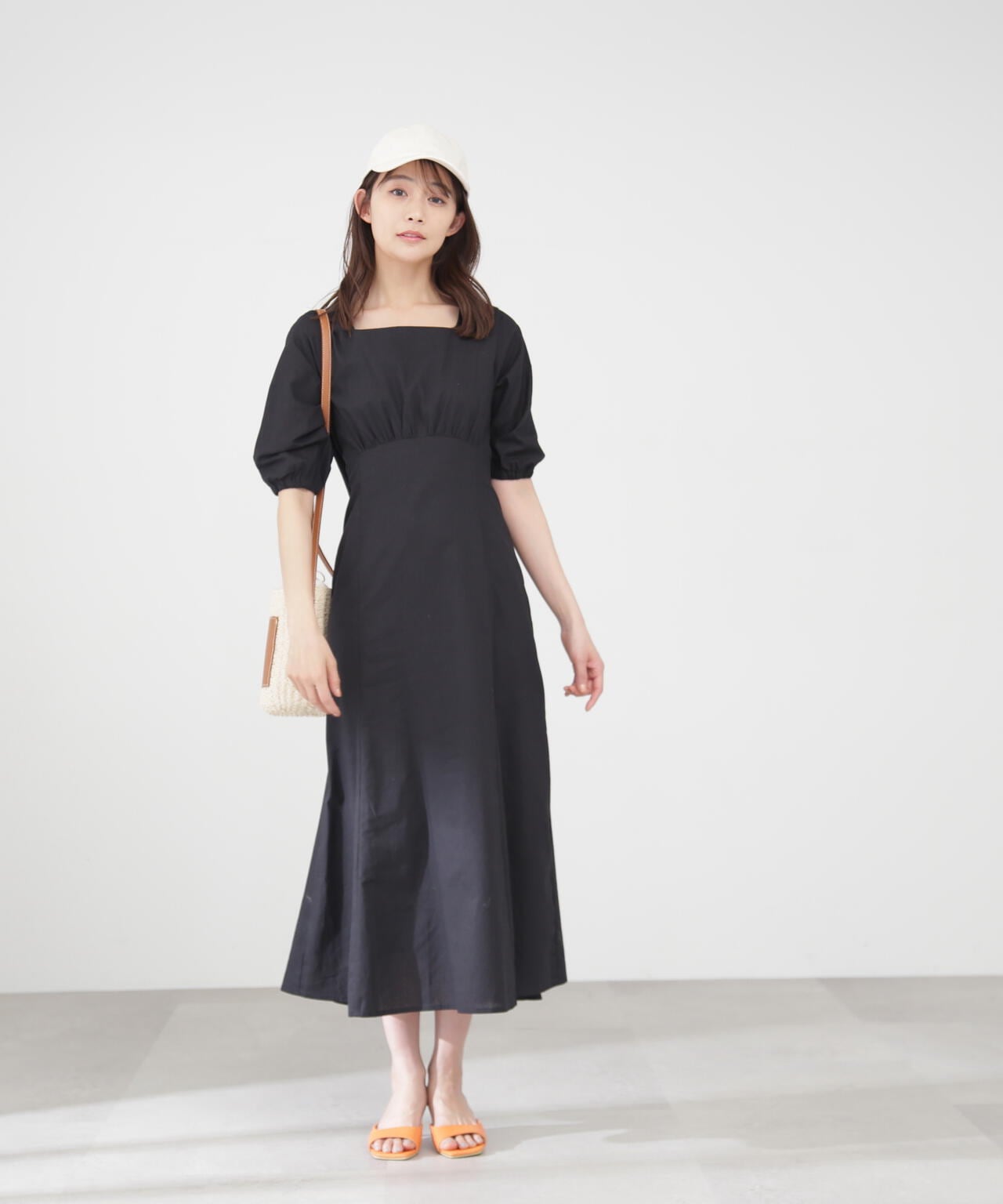 麻調ドロストバックワンピース《S Size Line》