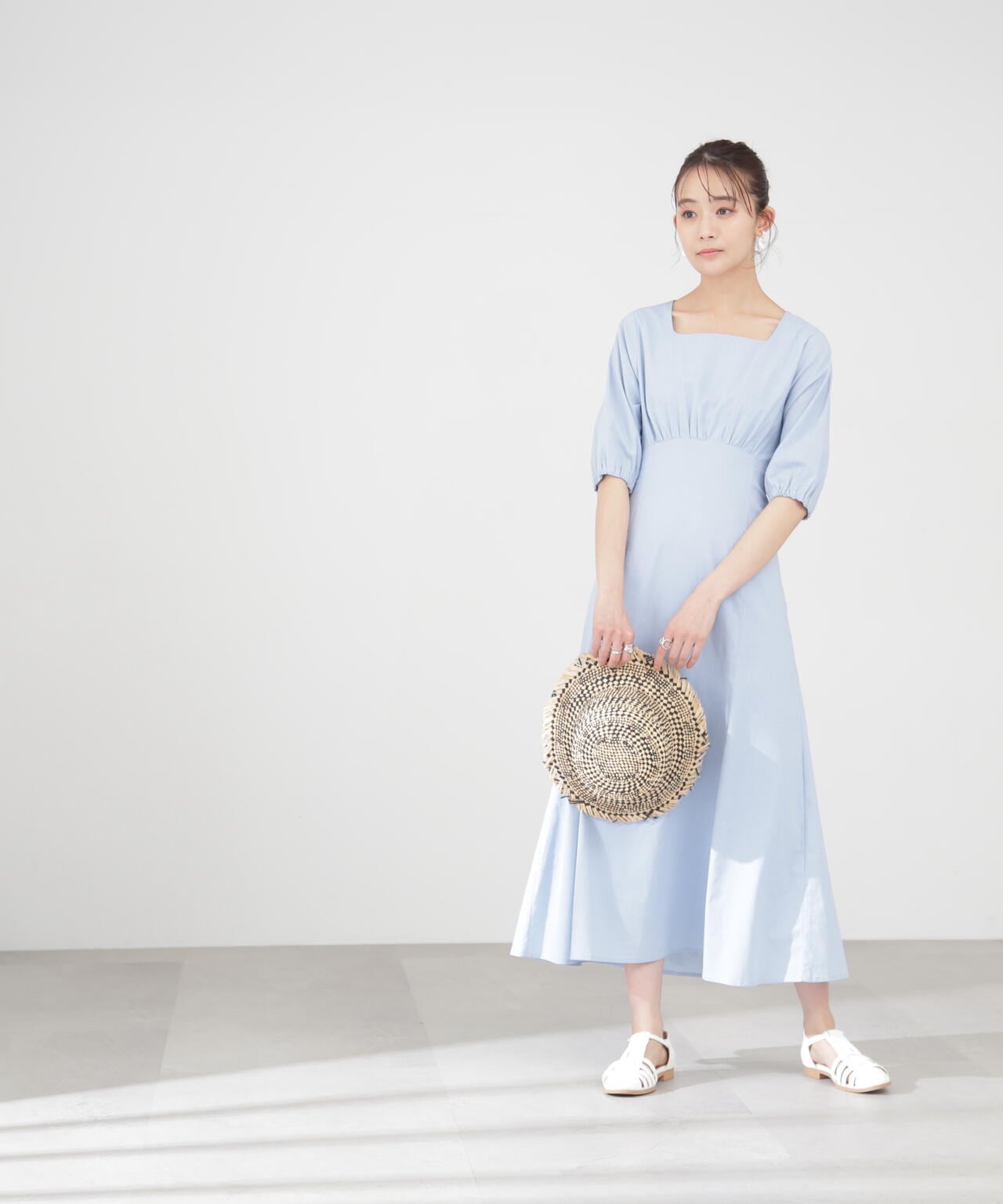 麻調ドロストバックワンピース《S Size Line》