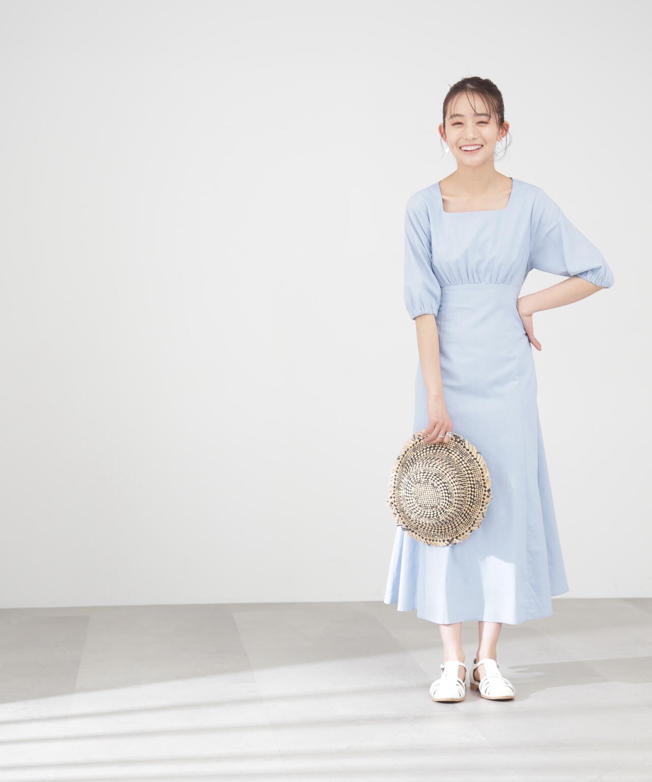 麻調ドロストバックワンピース《S Size Line》