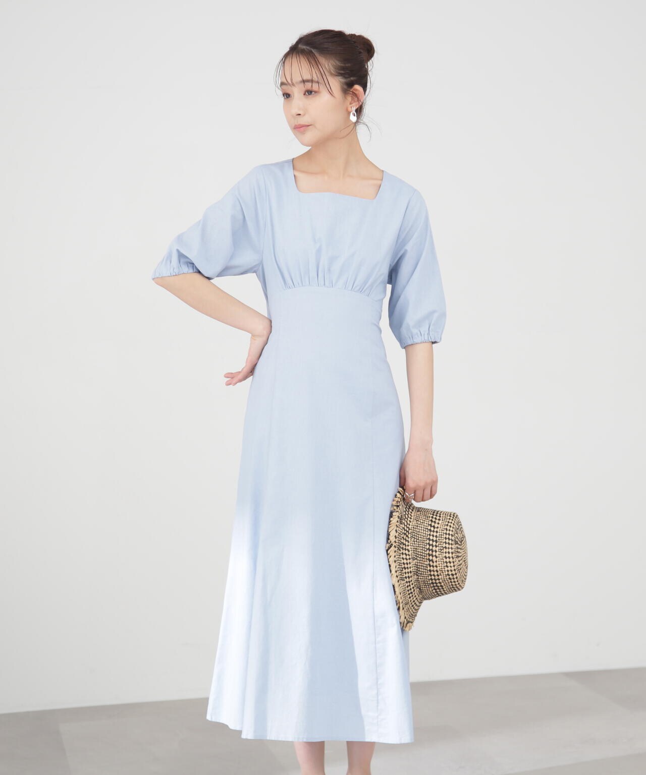 麻調ドロストバックワンピース《S Size Line》