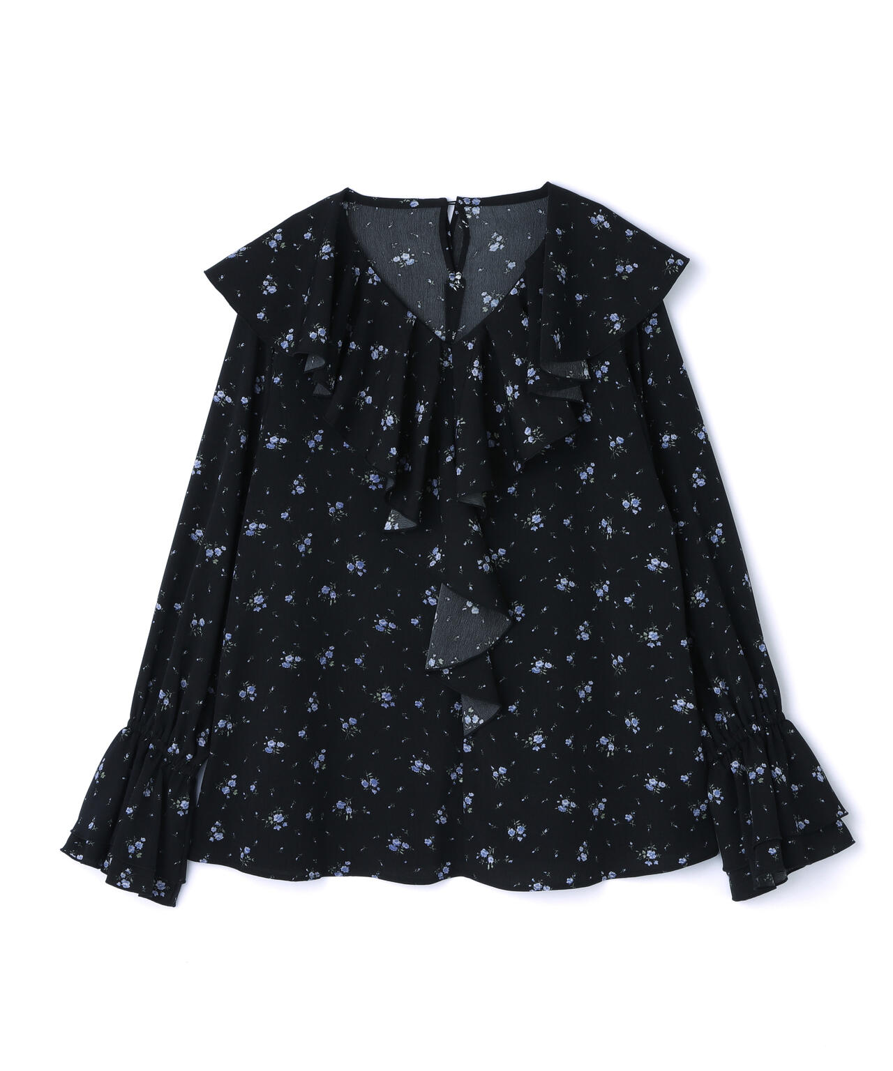 プリントラッフルブラウス