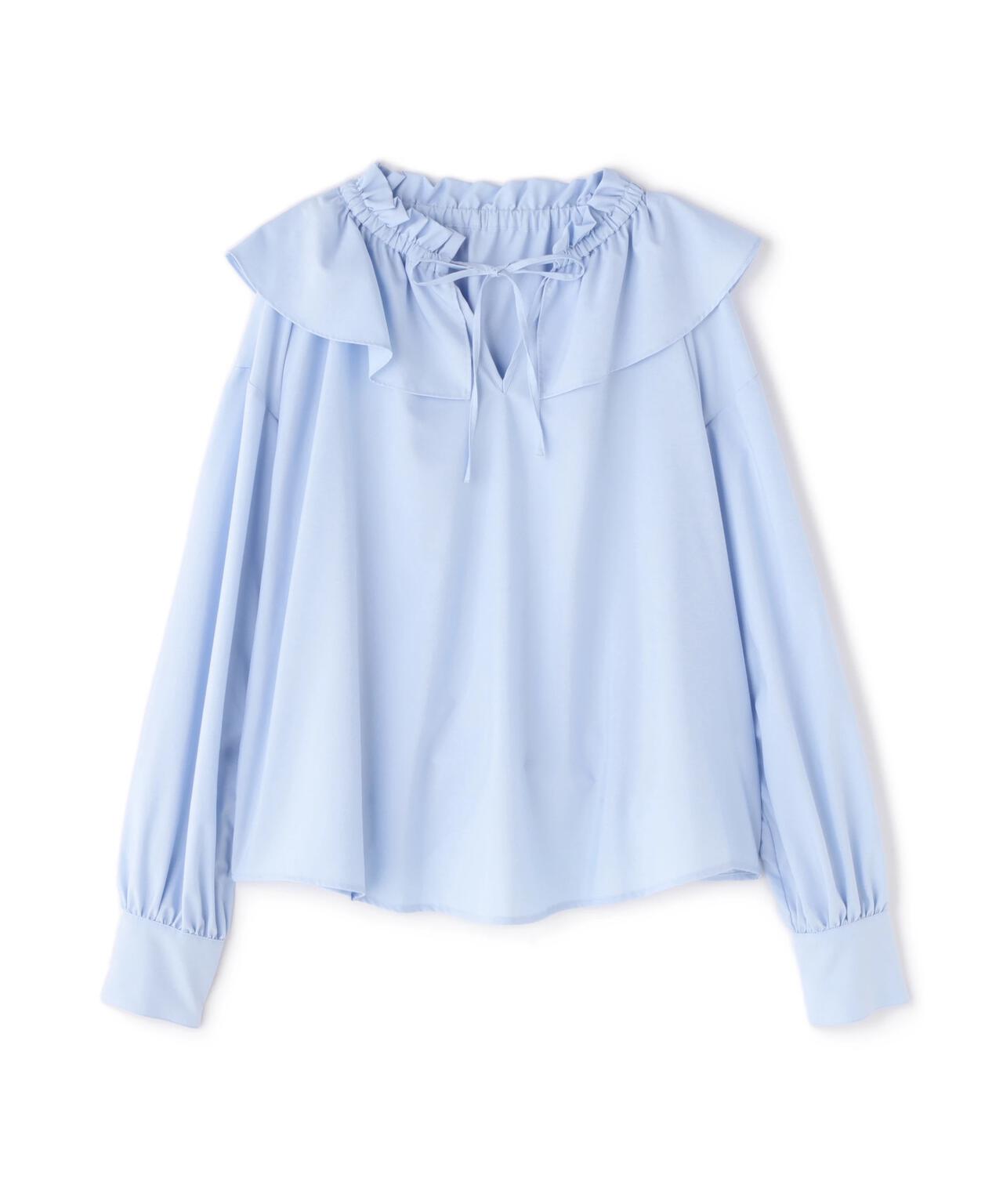 ダブルフリルネックブラウス