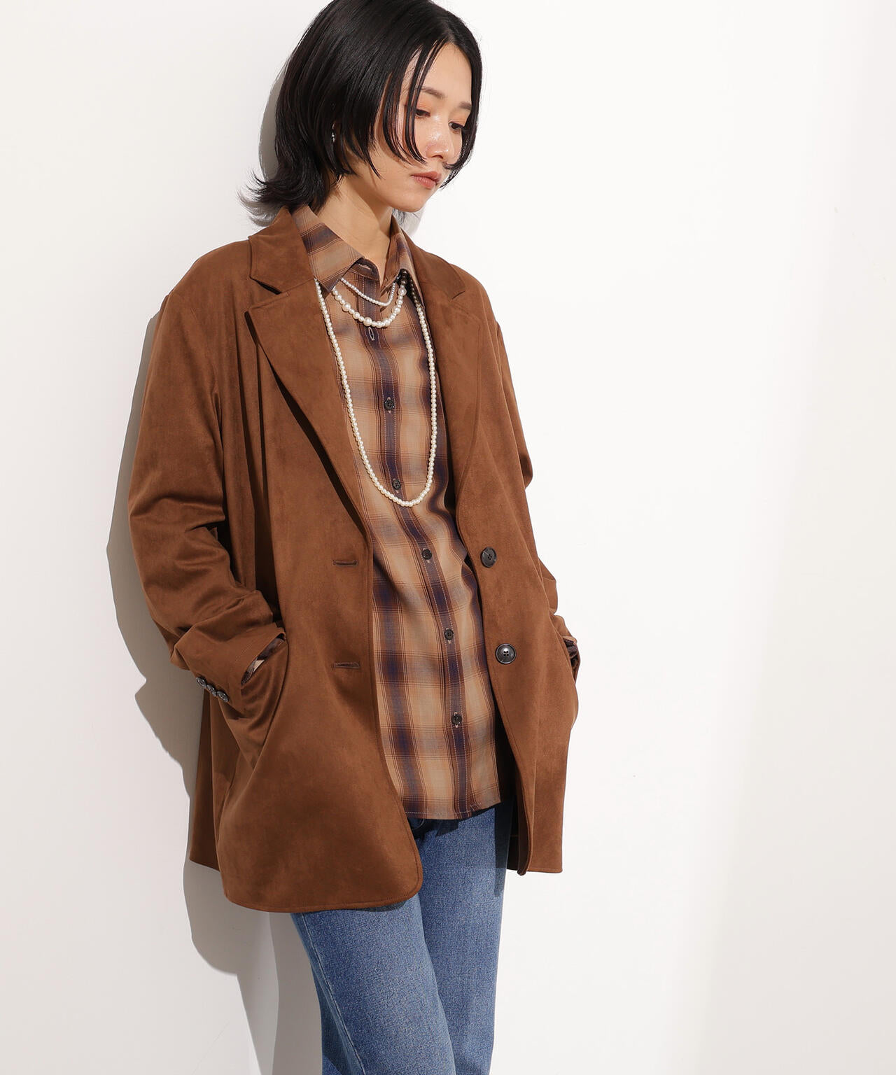 【岸本セシルさん着用】チェックオーバーシャツ