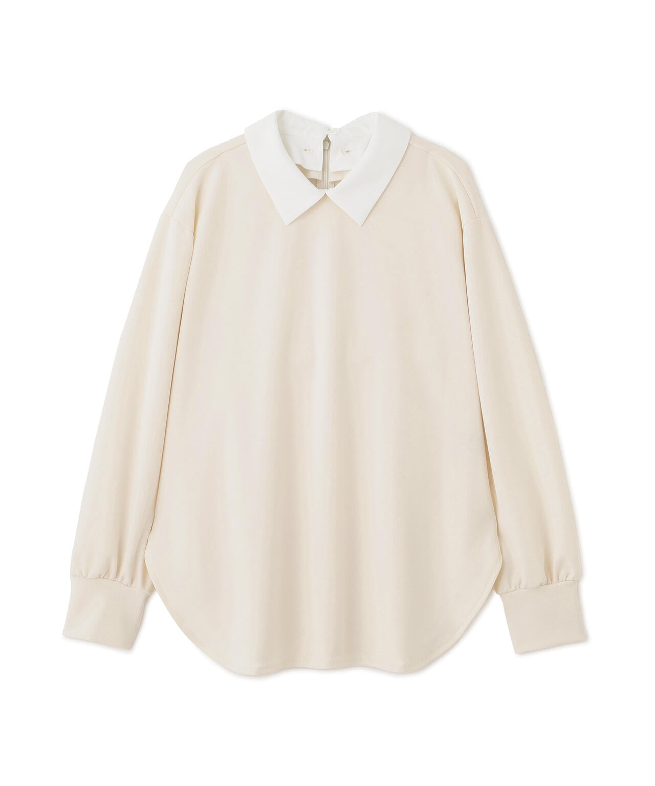 【瞬間コ-デ】襟をオンオフ。洗える楽ちんキレイ見えジャージークレリックブラウス