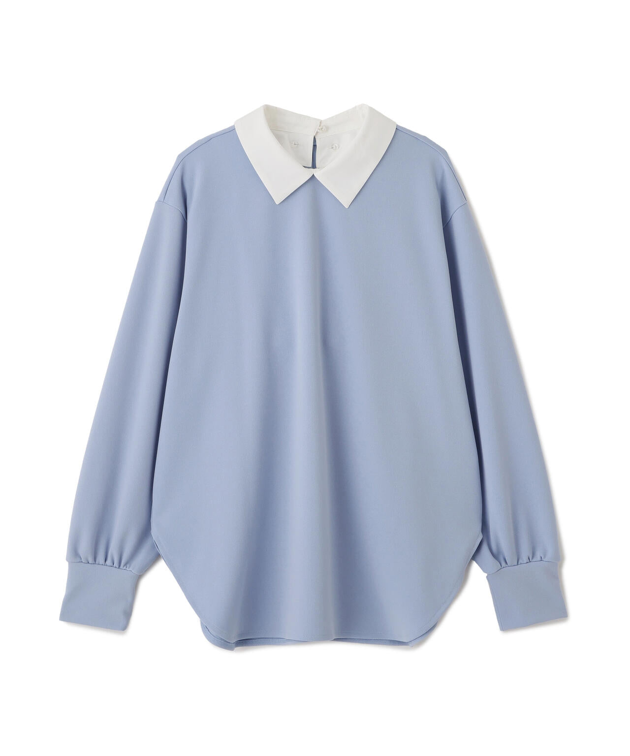 【瞬間コ-デ】襟をオンオフ。洗える楽ちんキレイ見えジャージークレリックブラウス