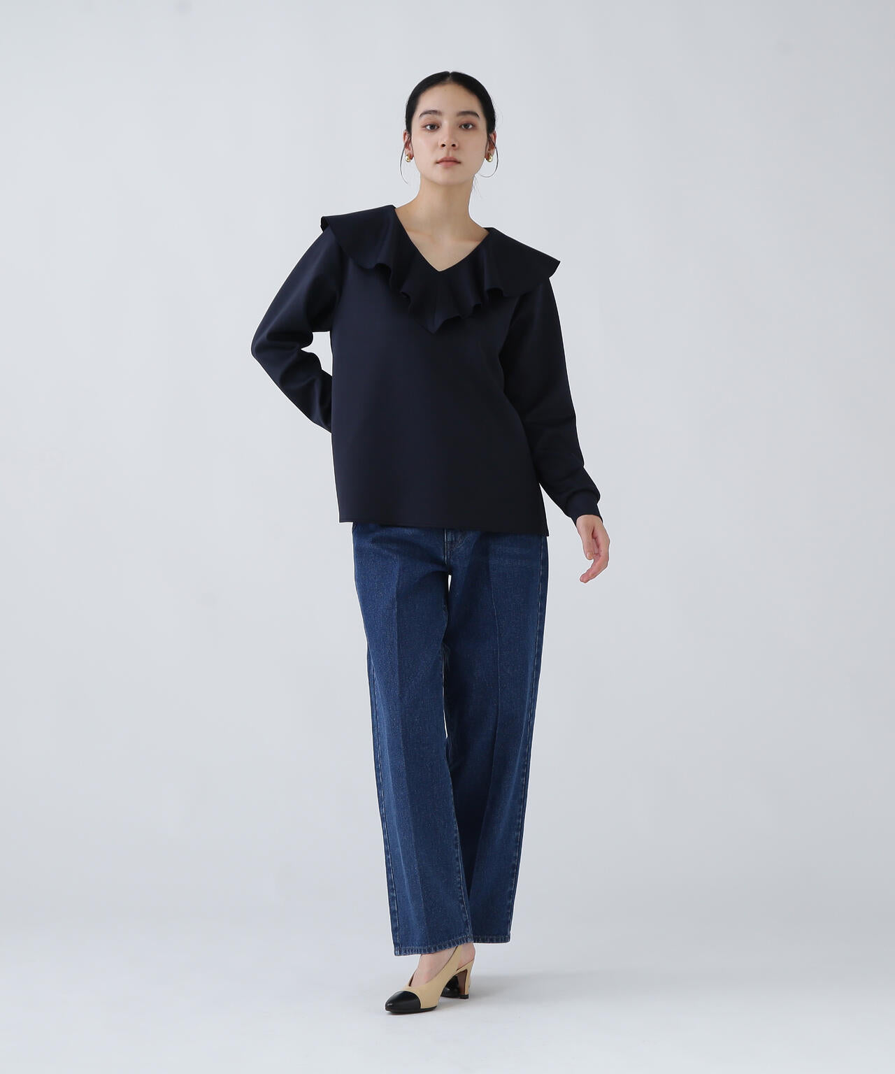 【好きを着て気分が高まる】洗える楽ちんキレイ見えラッフルブラウス