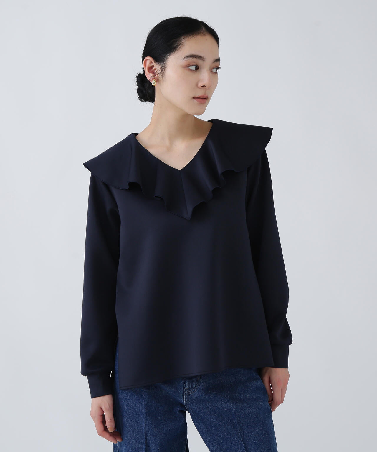 【好きを着て気分が高まる】洗える楽ちんキレイ見えラッフルブラウス