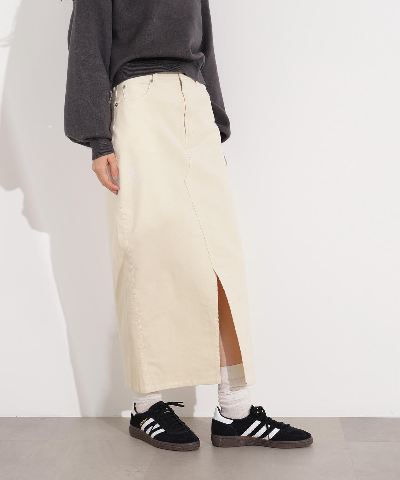 コーデュロイスリットスカート