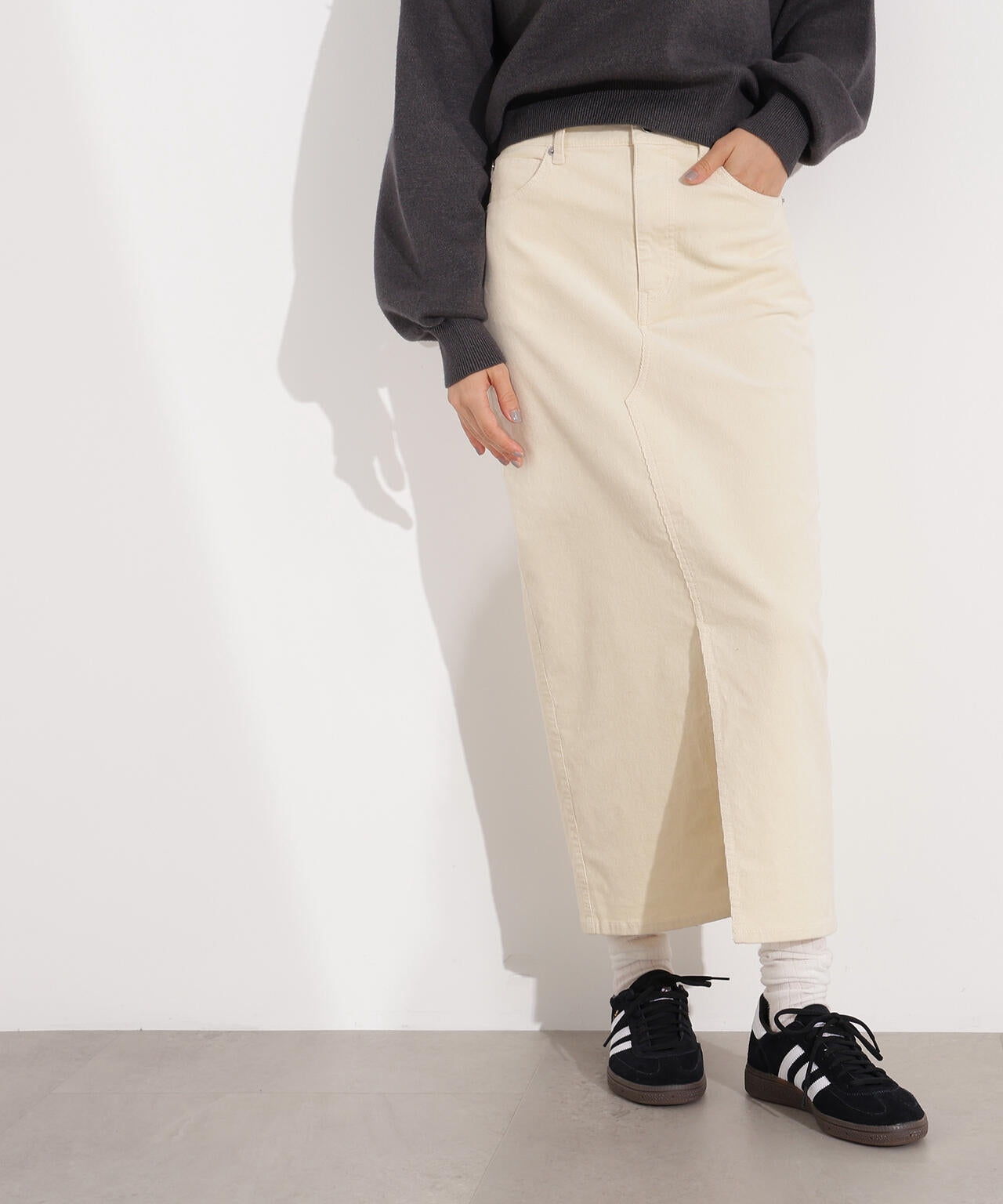 コーデュロイスリットスカート