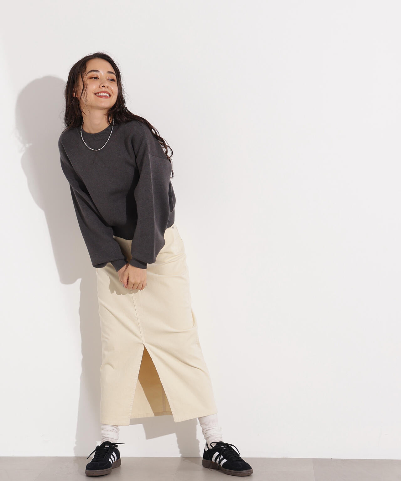 コーデュロイスリットスカート