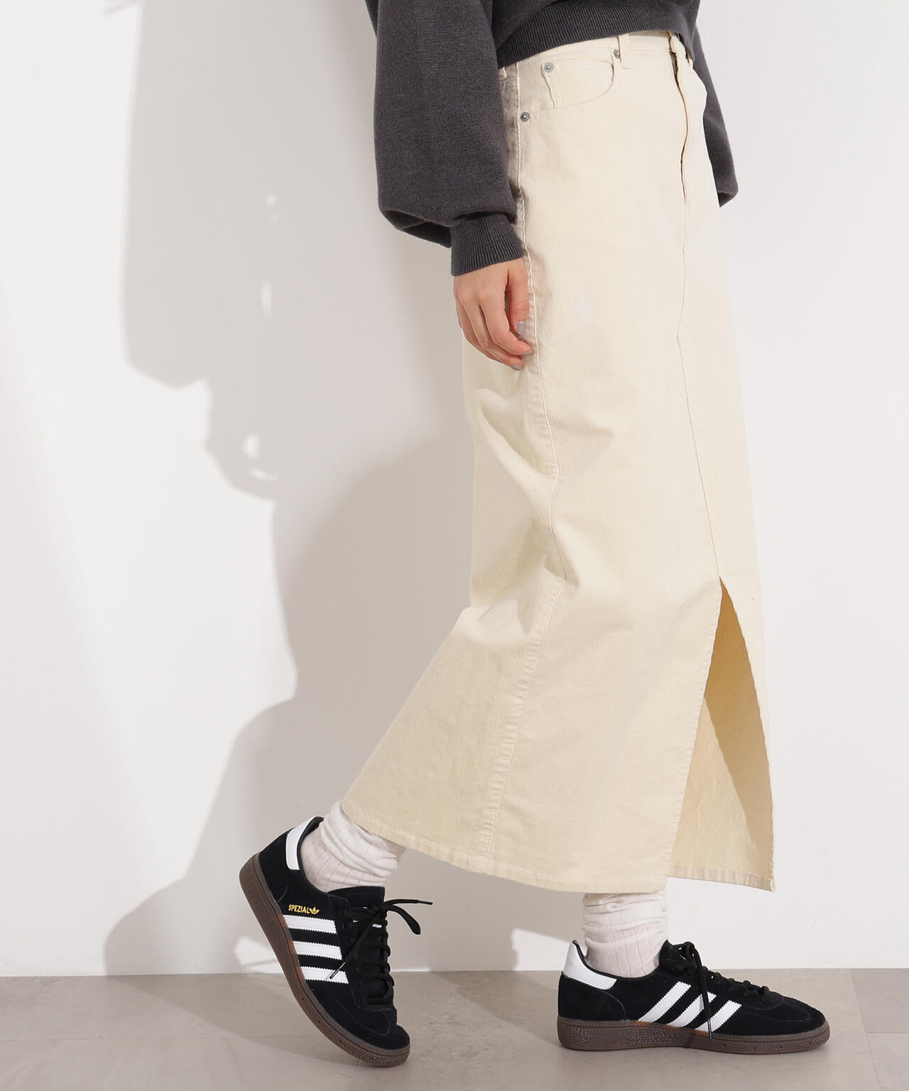 コーデュロイスリットスカート