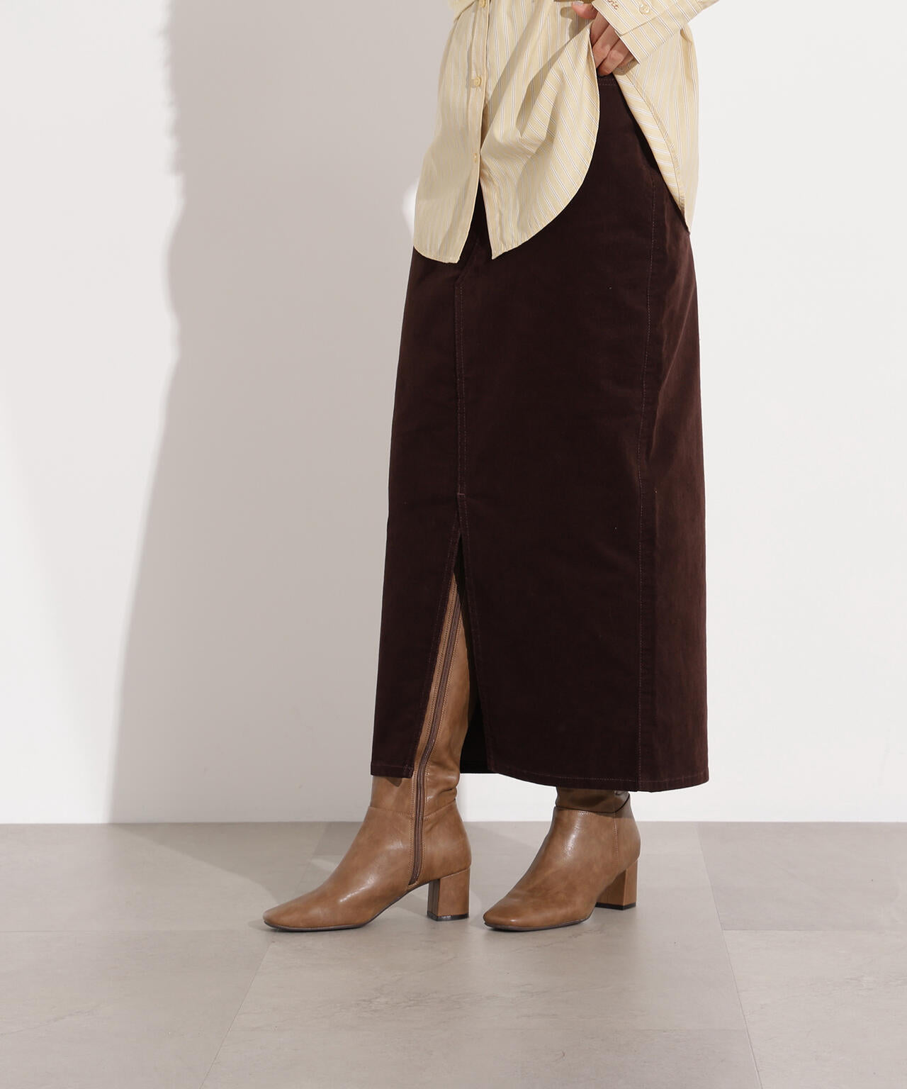 コーデュロイスリットスカート