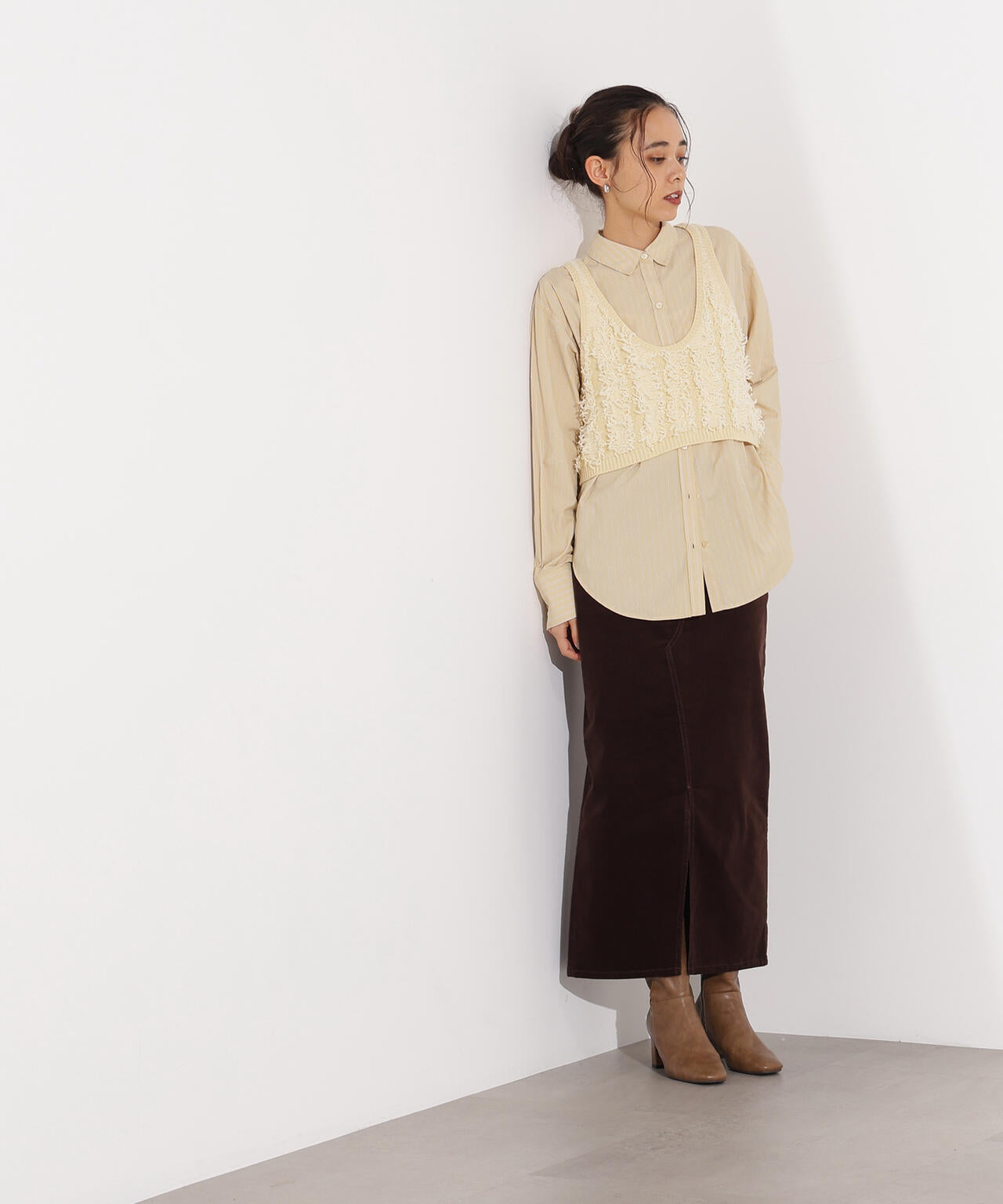 コーデュロイスリットスカート