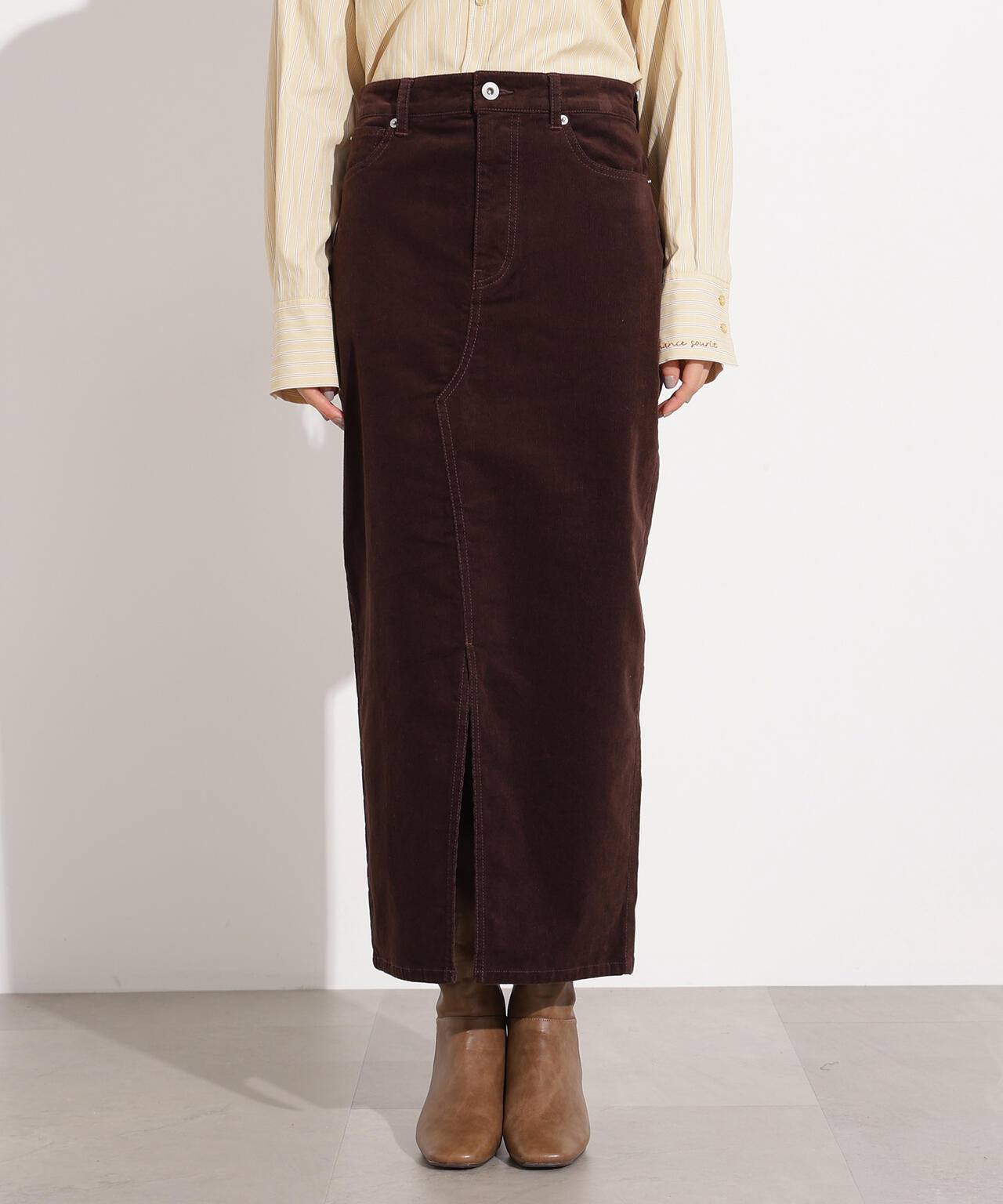 コーデュロイスリットスカート