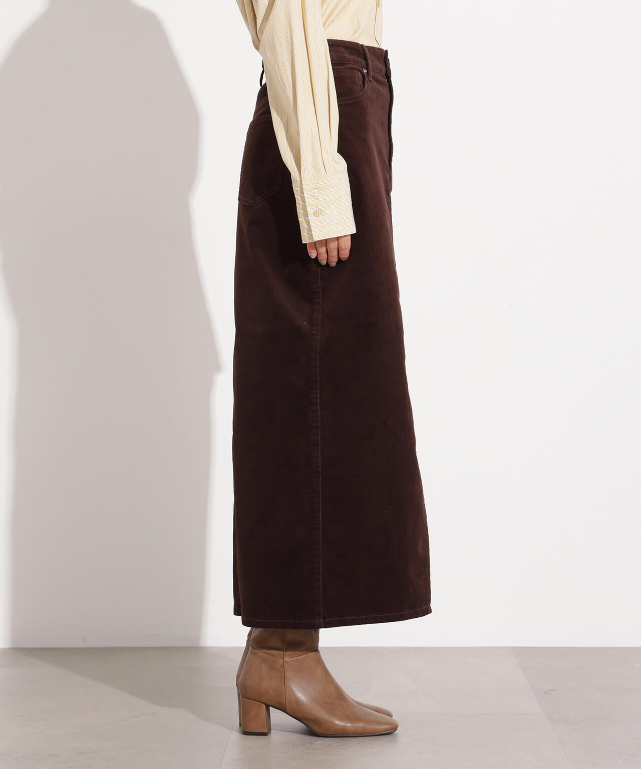 コーデュロイスリットスカート