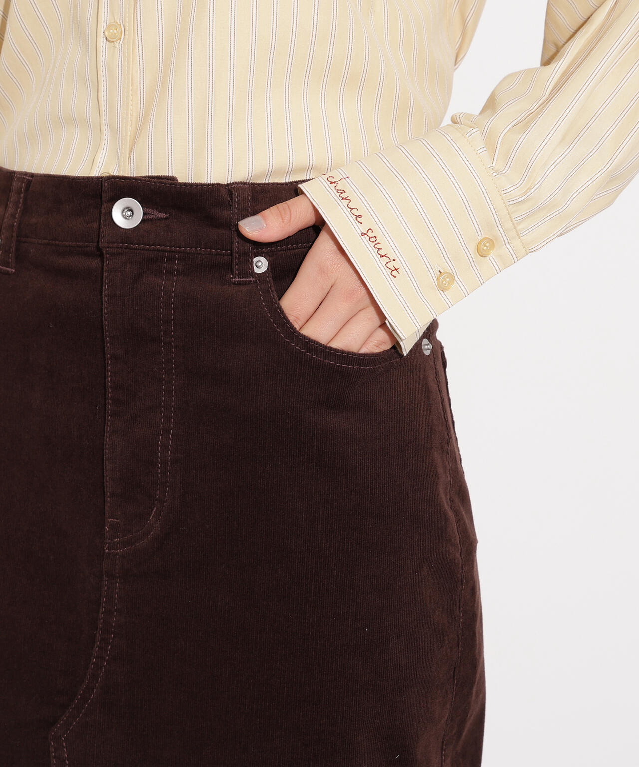 コーデュロイスリットスカート