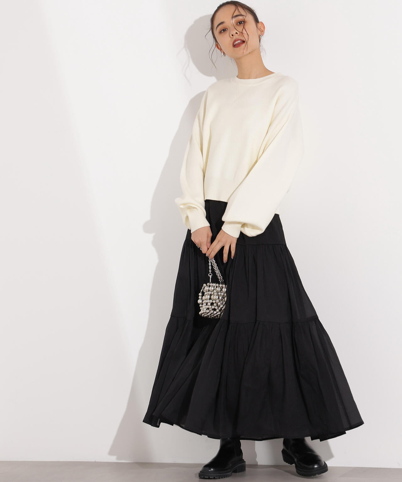 オーガンジーティアードスカート