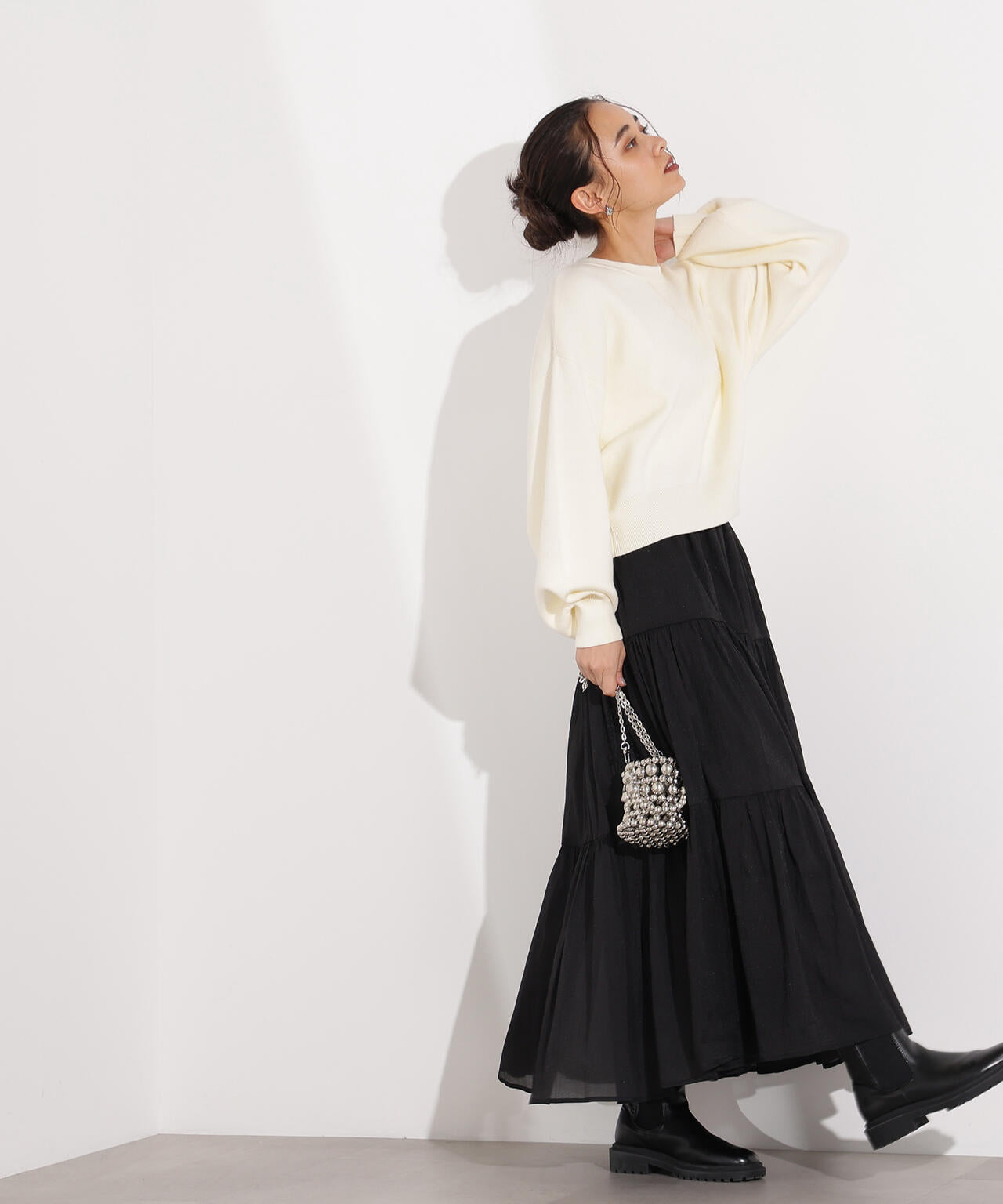 オーガンジーティアードスカート