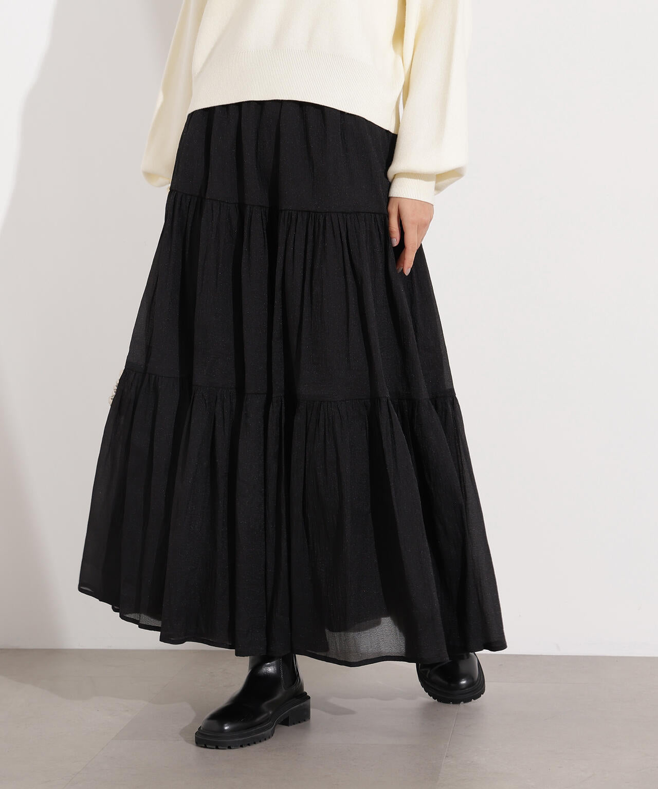 オーガンジーティアードスカート