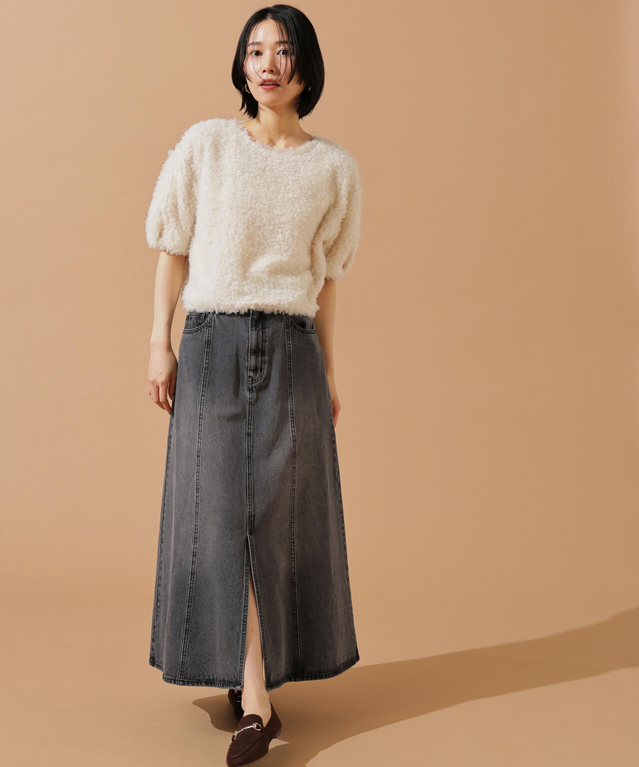 【小室安未さん着用】パネル切替デニムフレアスカート