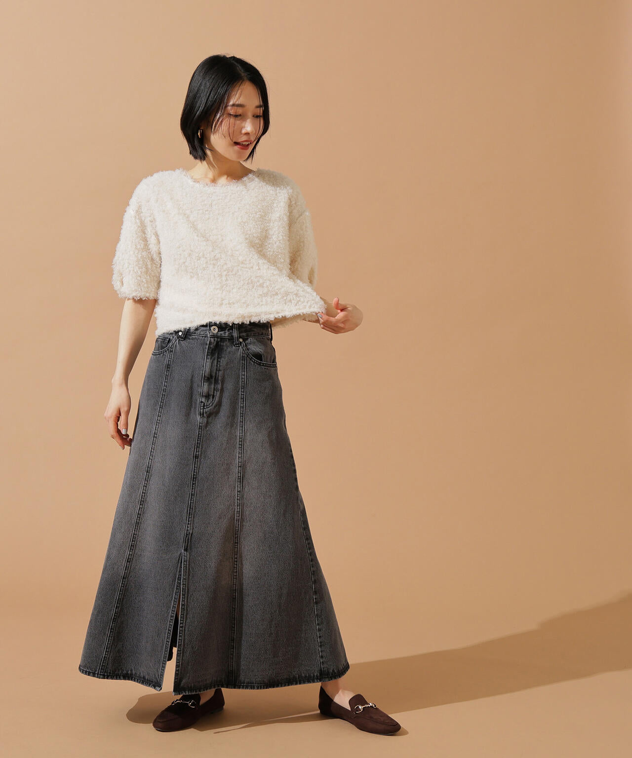 【小室安未さん着用】パネル切替デニムフレアスカート