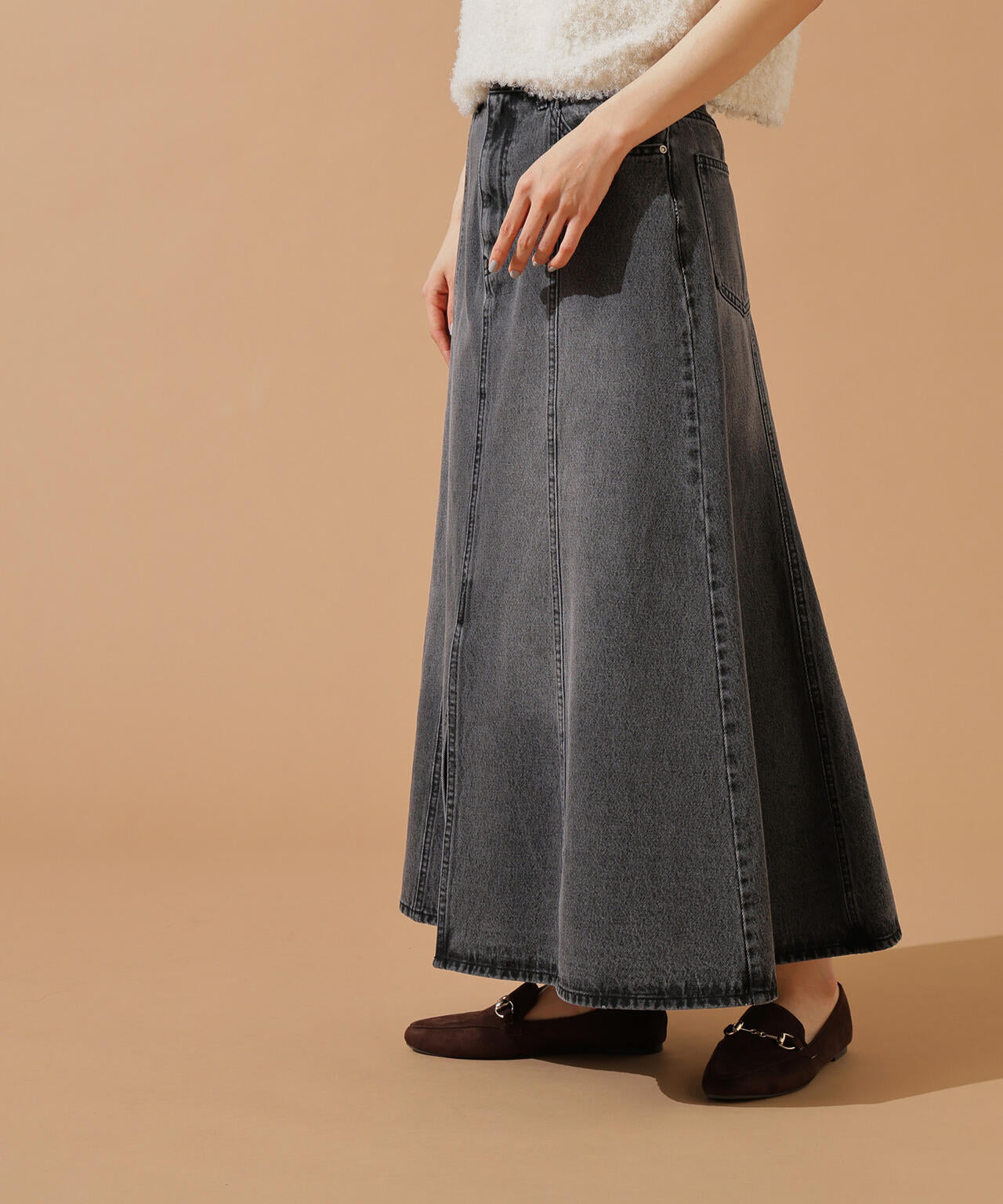 【小室安未さん着用】パネル切替デニムフレアスカート