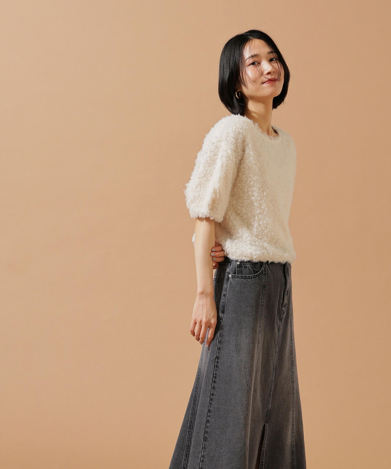 【小室安未さん着用】パネル切替デニムフレアスカート