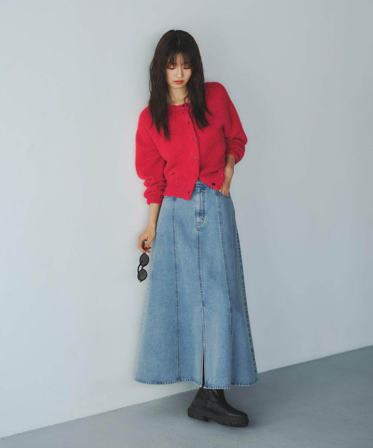 【小室安未さん着用】パネル切替デニムフレアスカート