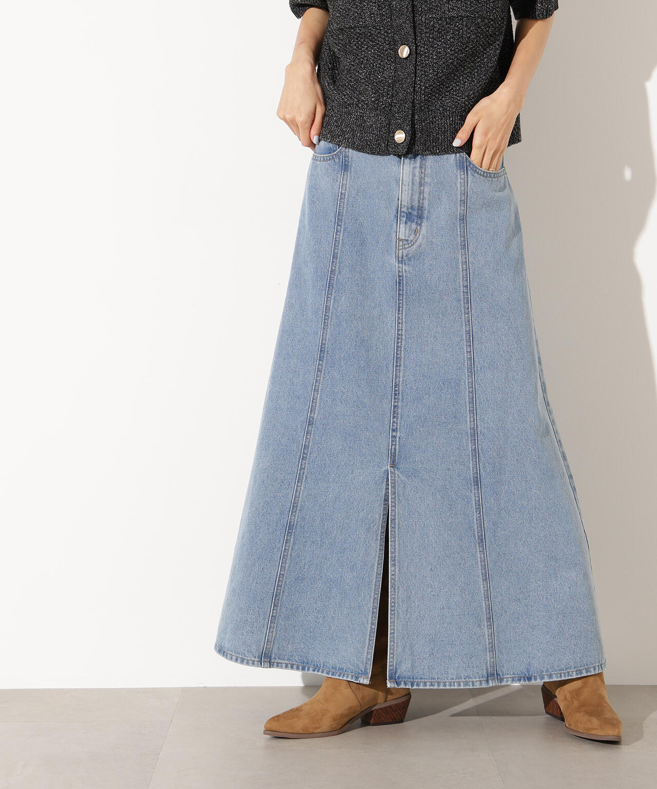 【小室安未さん着用】パネル切替デニムフレアスカート