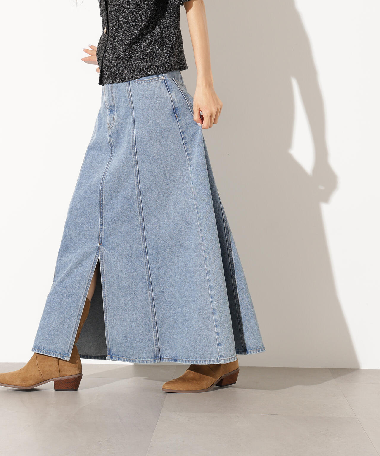 【小室安未さん着用】パネル切替デニムフレアスカート