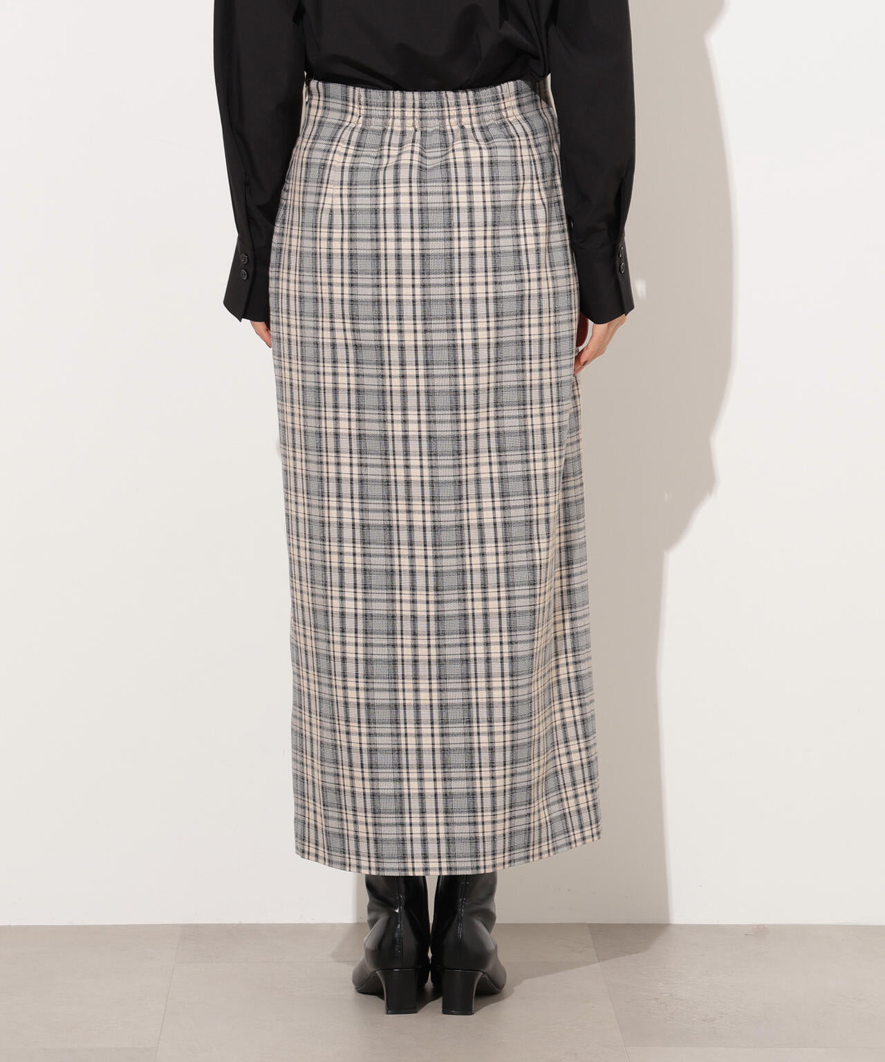 【小室安未さん着用】ハイウエストチェックナロースカート《ブラウン系:LUMINE・LUCUA・official site限定》