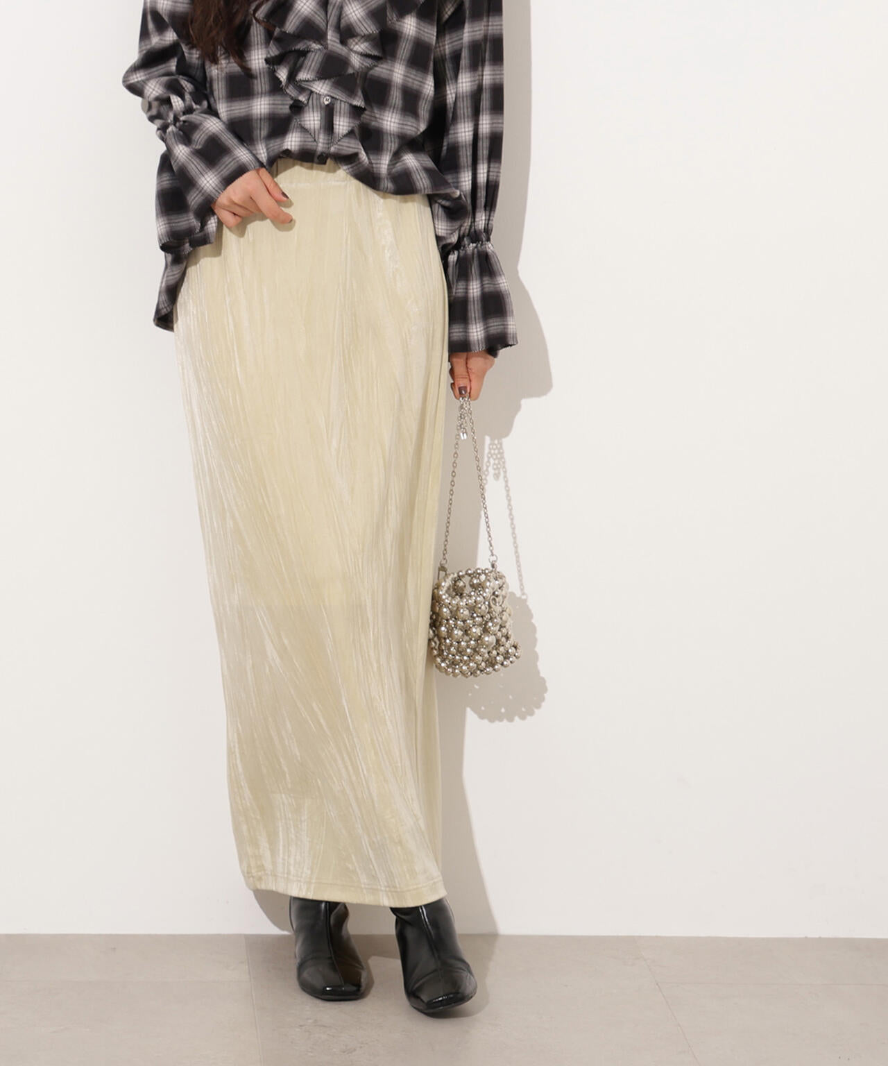 【岸本セシルさん着用】ベロアナローマキシスカート