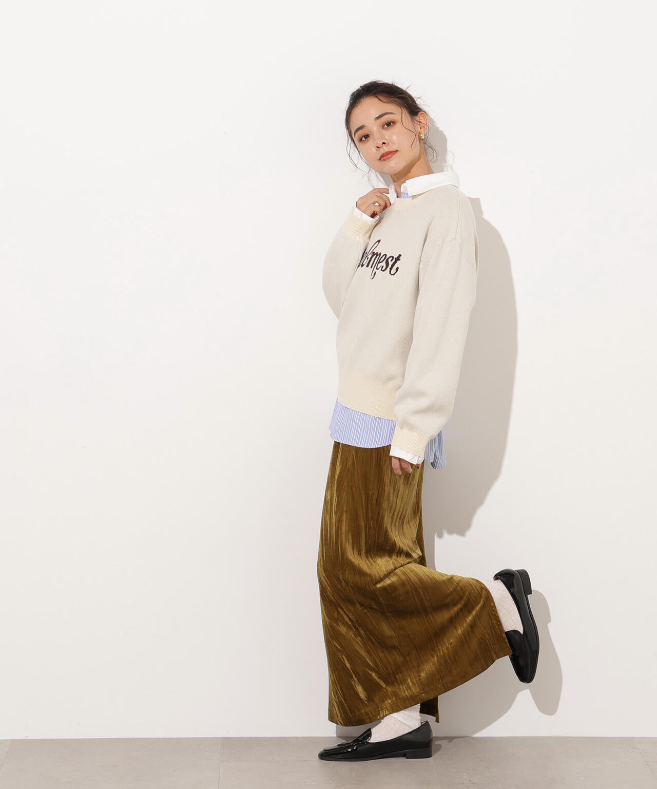 【岸本セシルさん着用】ベロアナローマキシスカート