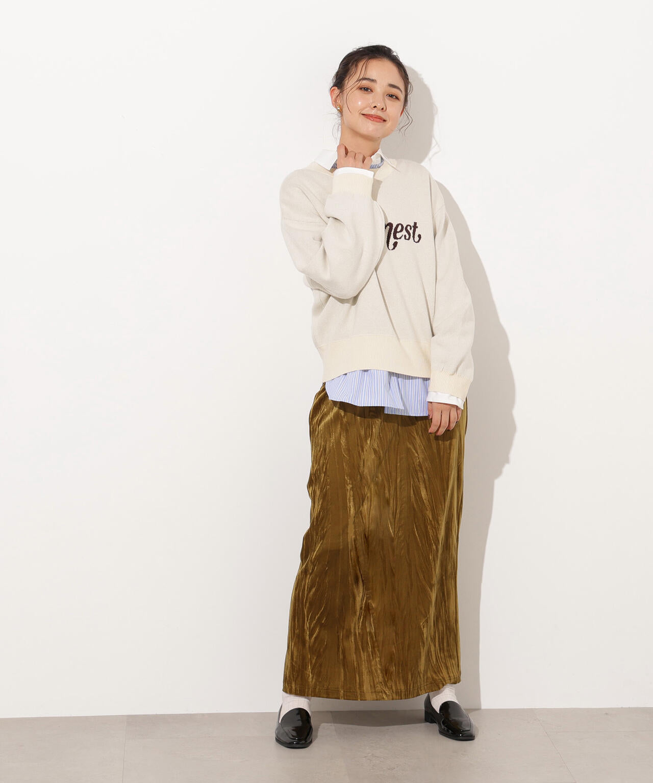 【岸本セシルさん着用】ベロアナローマキシスカート