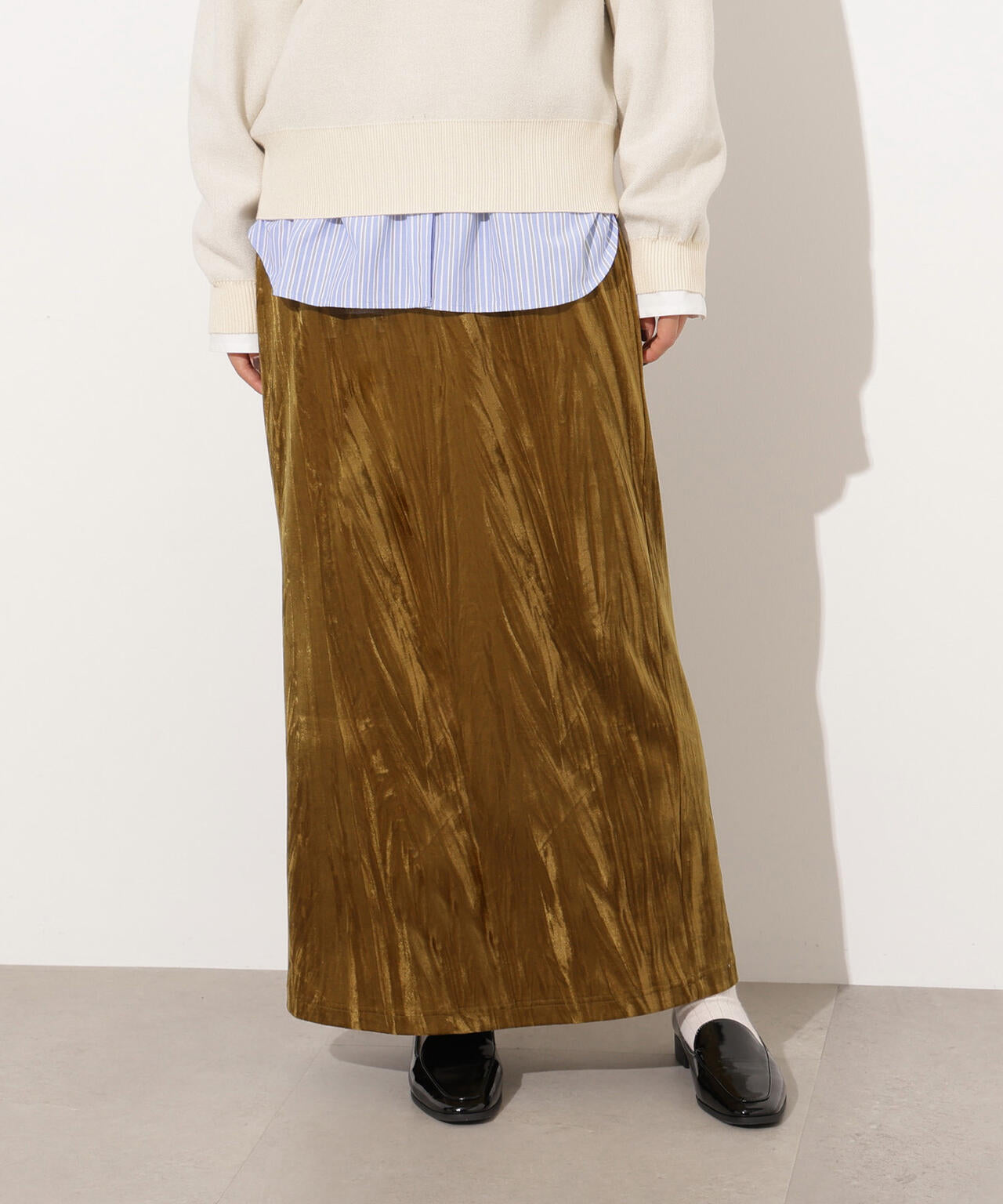 【岸本セシルさん着用】ベロアナローマキシスカート