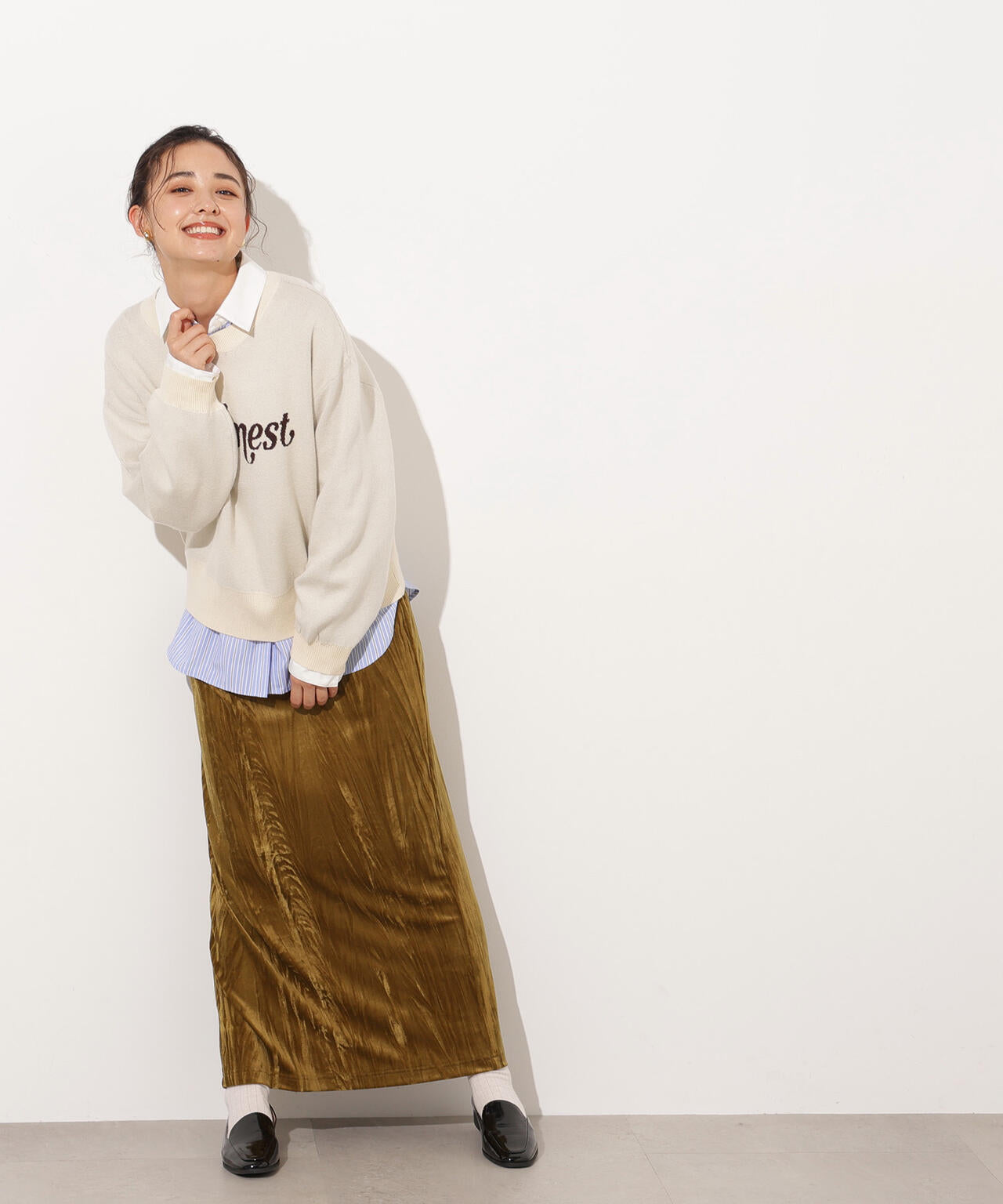 【岸本セシルさん着用】ベロアナローマキシスカート