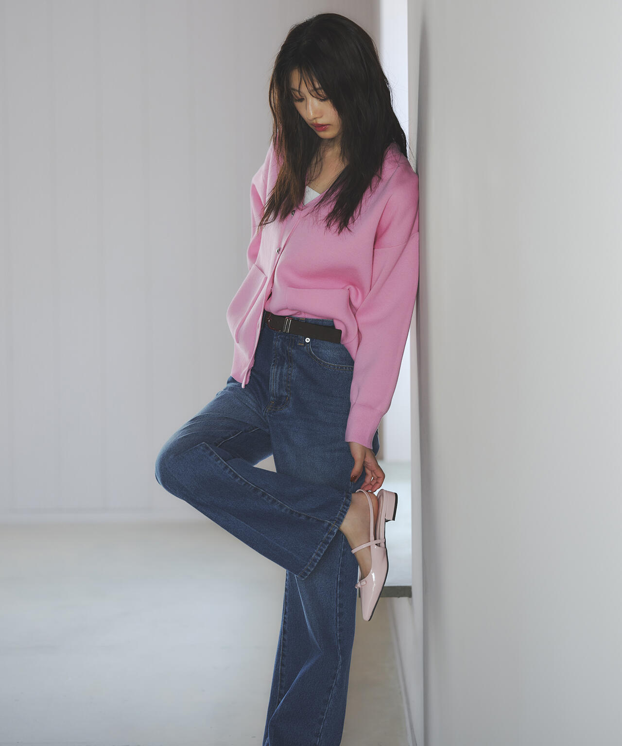 【岸本セシルさん着用】【小室安未さん着用】センタープレスフレアデニムパンツ